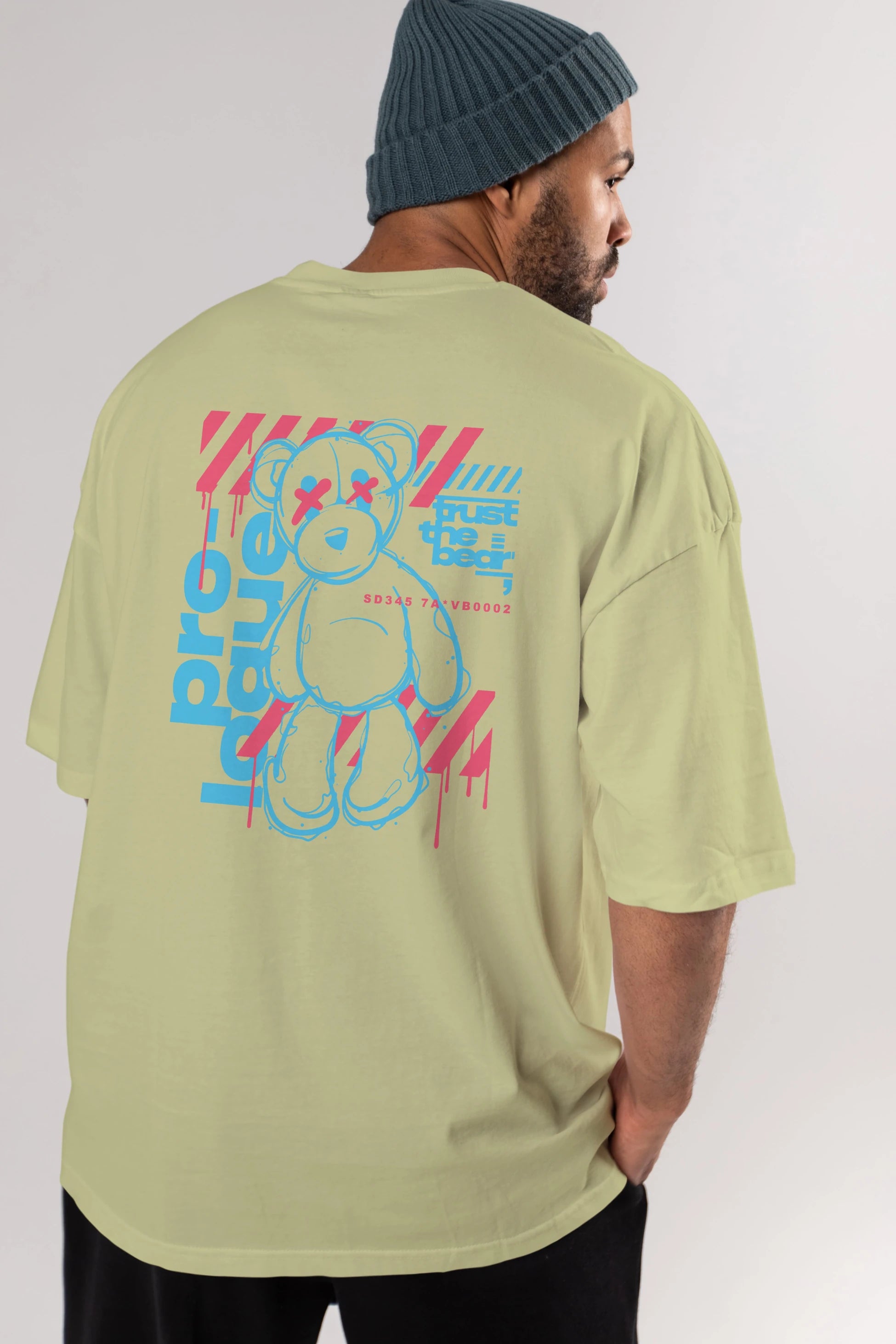 Trust The Bear Arka Baskılı Oversize t-shirt Erkek Kadın Unisex