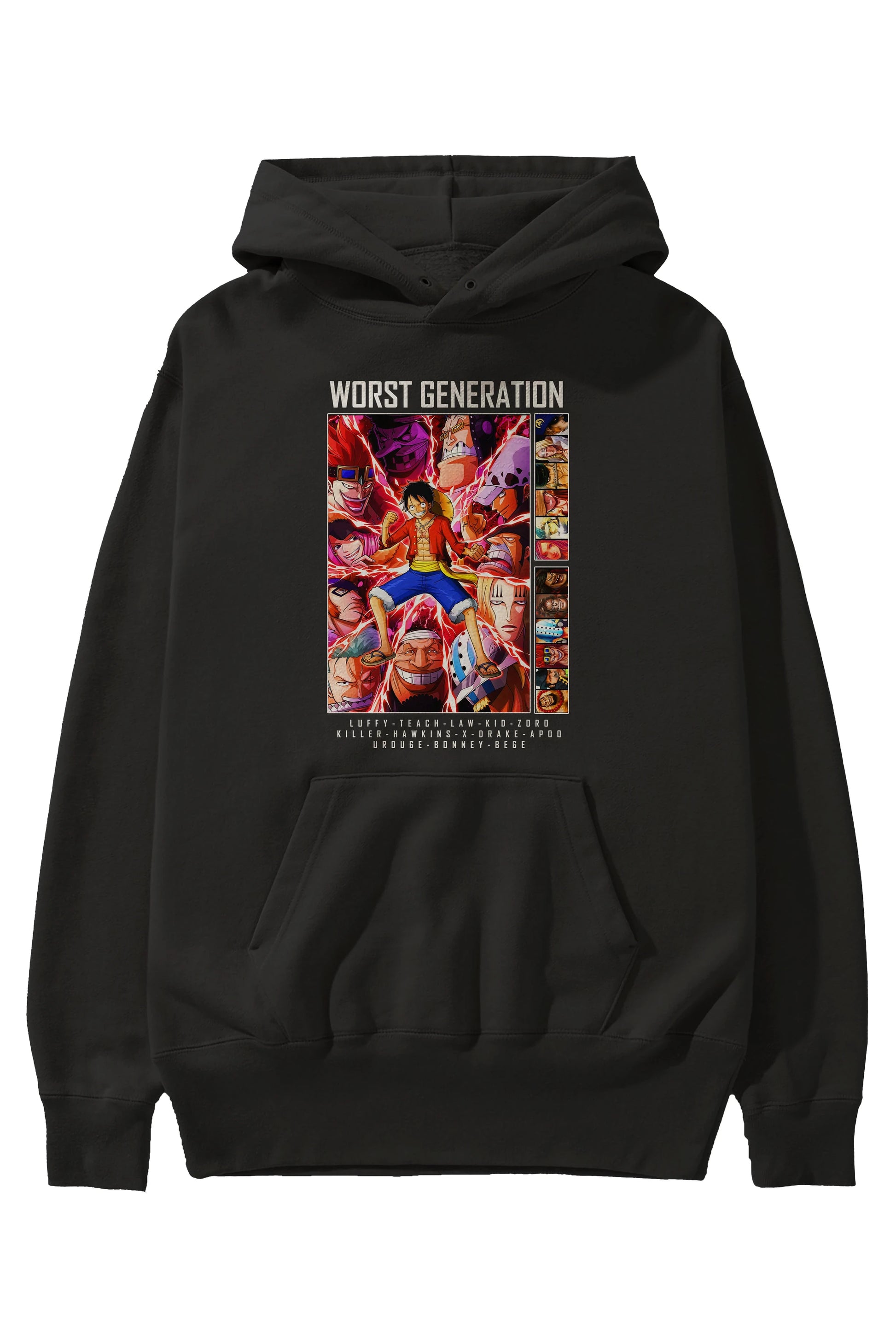 Worst Generation Anime Ön Baskılı Hoodie Oversize Kapüşonlu Sweatshirt Erkek Kadın Unisex
