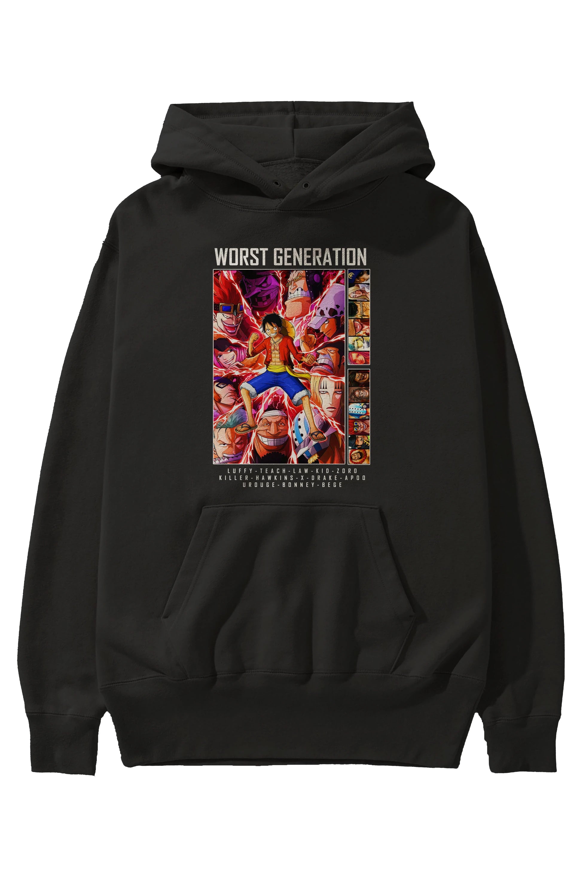 Worst Generation Anime Ön Baskılı Hoodie Oversize Kapüşonlu Sweatshirt Erkek Kadın Unisex