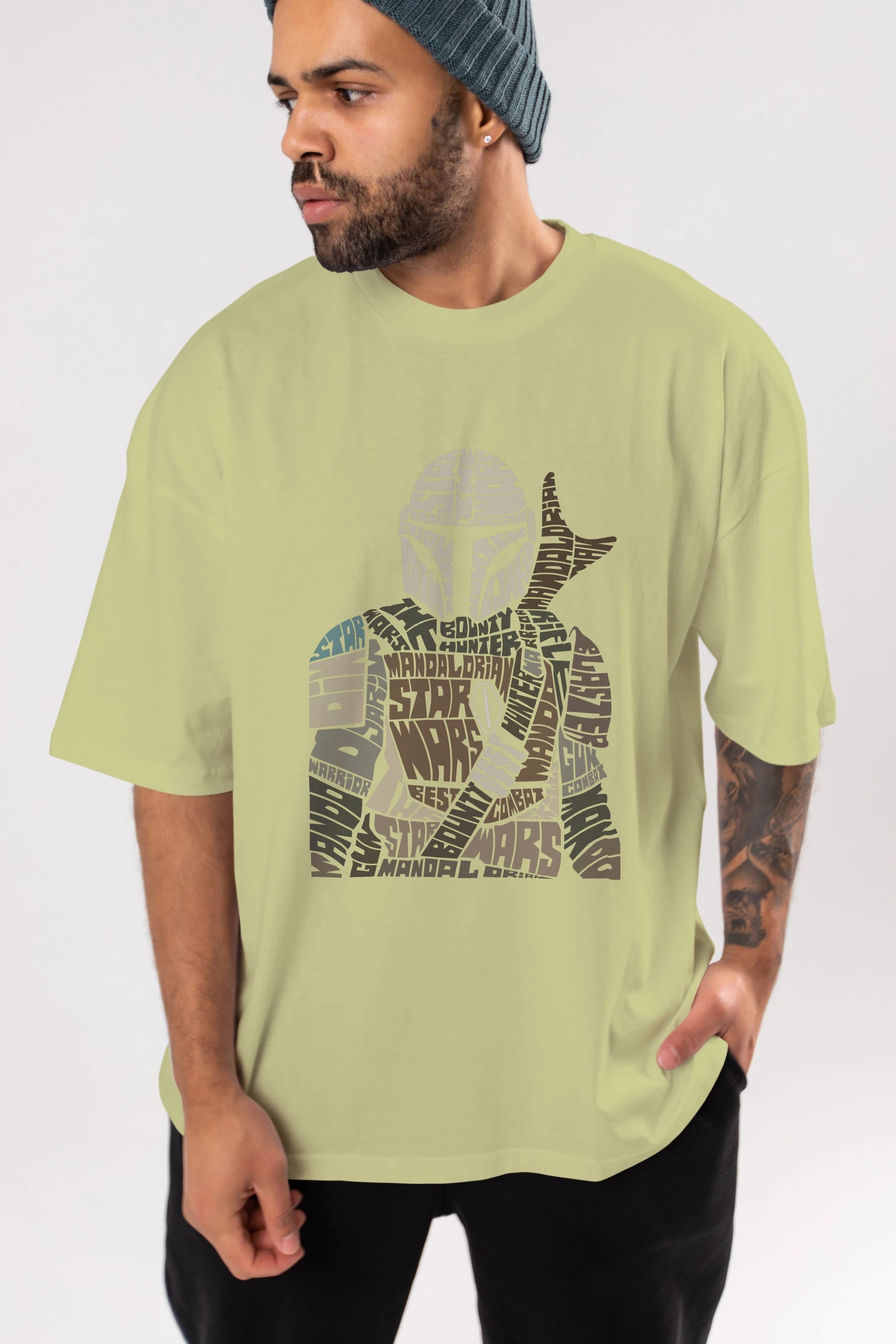 Mandalorian Ön Baskılı Oversize t-shirt %100 pamuk Erkek Kadın Unisex