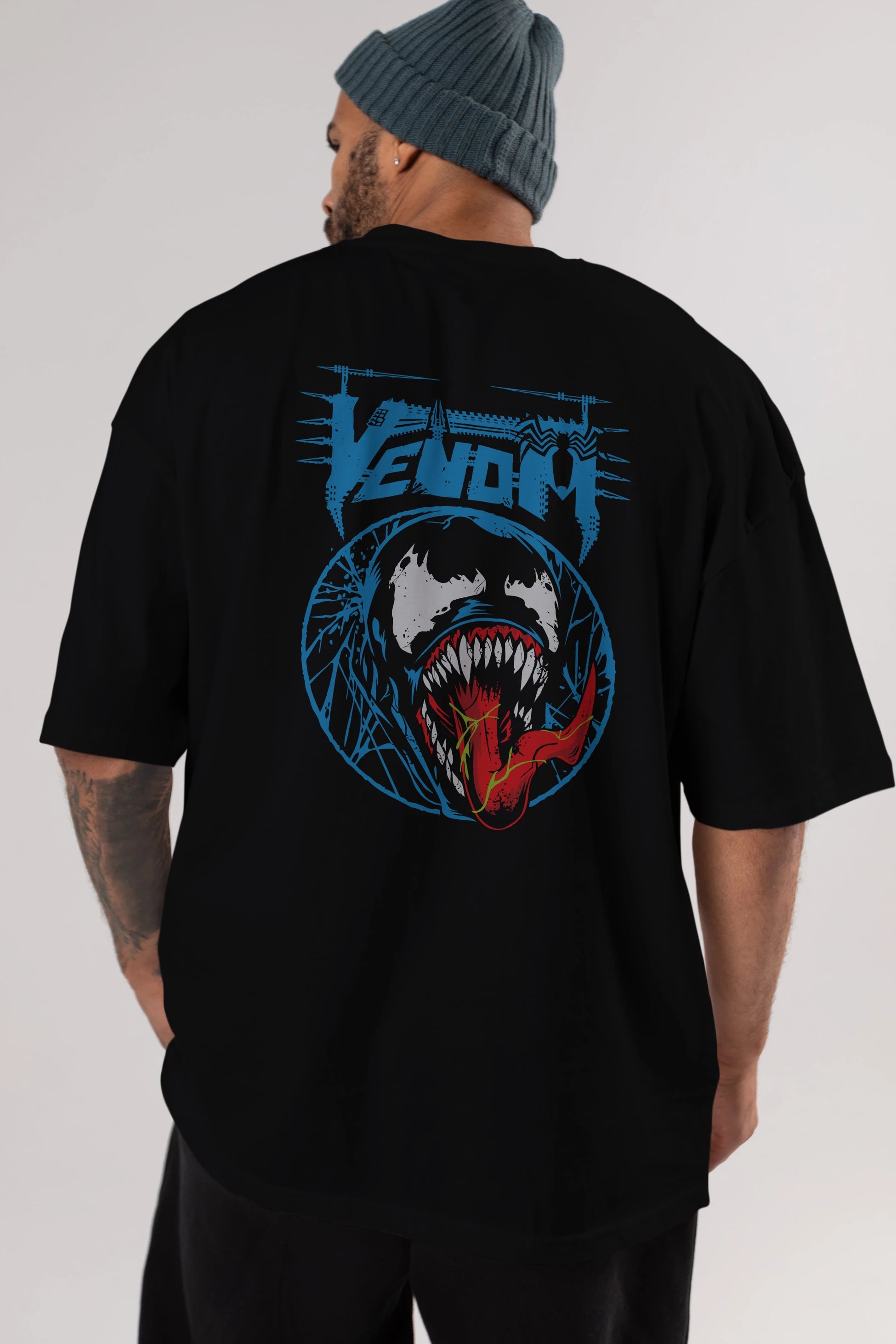Venom (23) Arka Baskılı Oversize t-shirt Erkek Kadın Unisex %100 Pamuk Bisiklet Yaka tişort