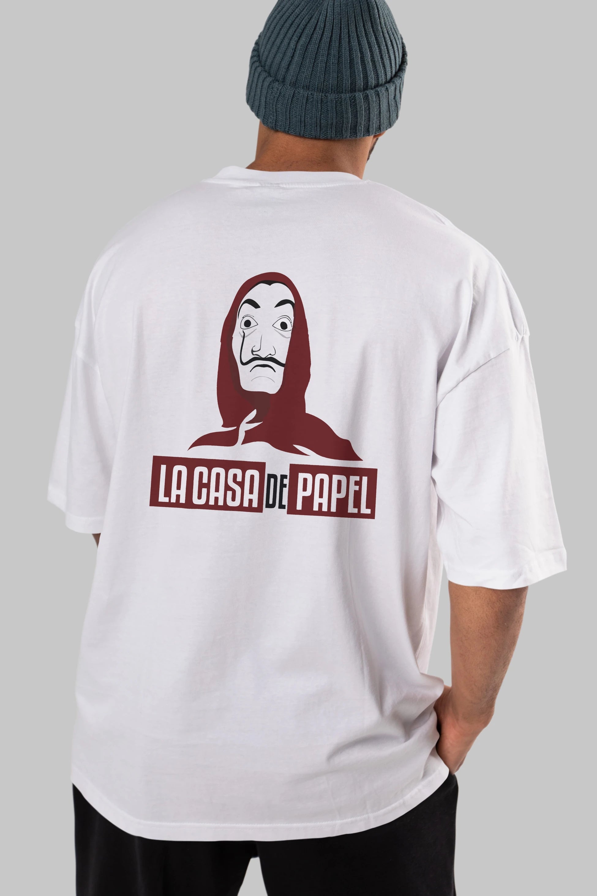 La Casa De Papel (1) Arka Baskılı Oversize t-shirt Erkek Kadın Unisex %100 Pamuk Bisiklet Yaka tişort