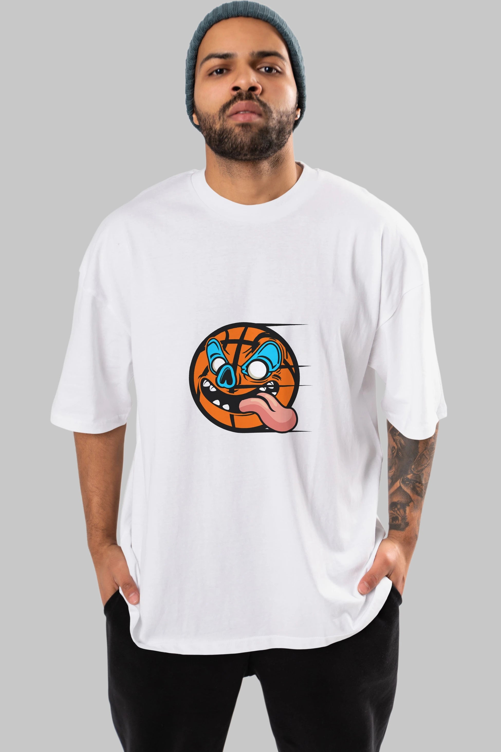 Basketball Ön Baskılı Oversize t-shirt Erkek Kadın Unisex %100 Pamuk tişort