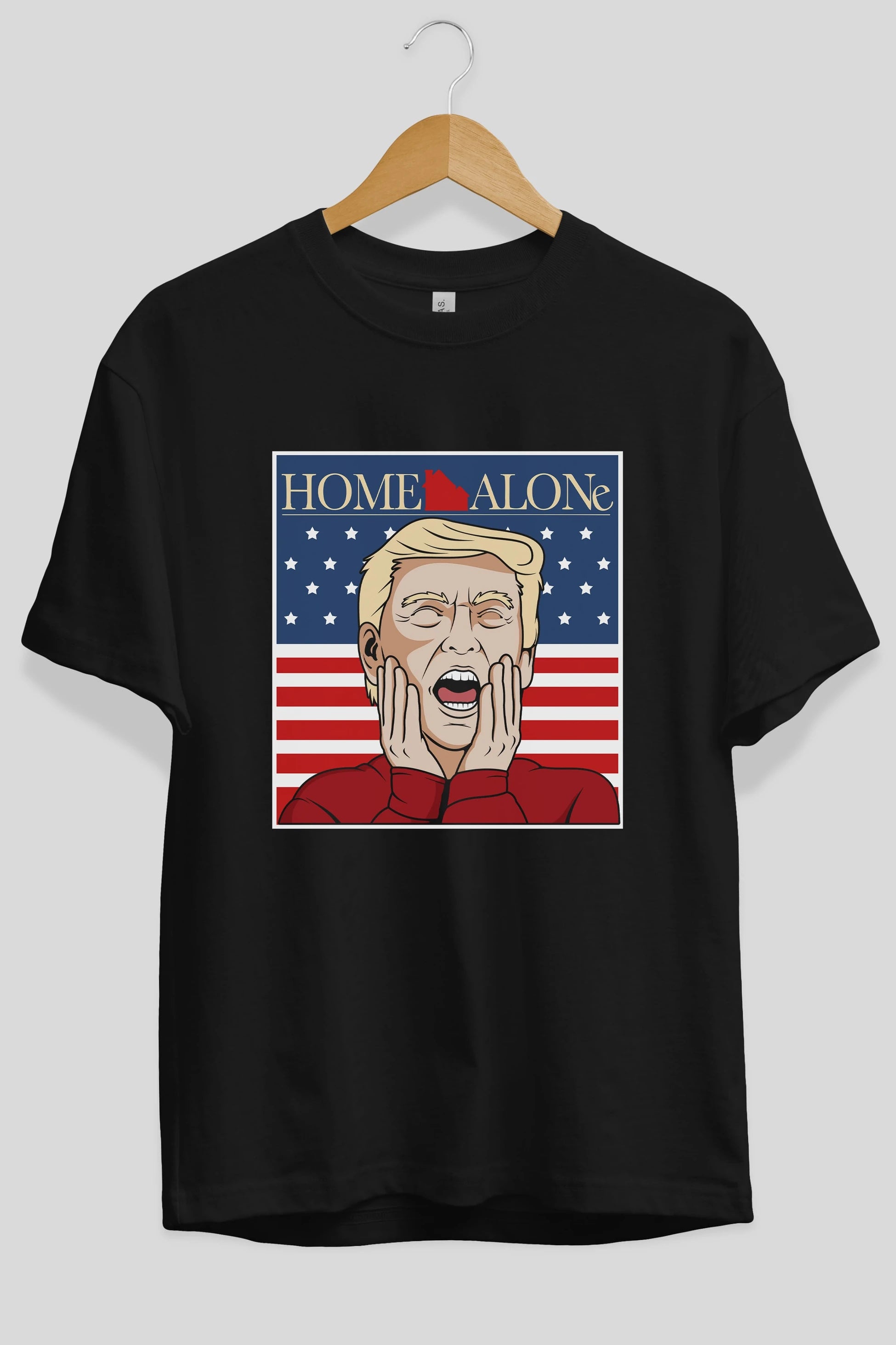 Home Alone Trump Ön Baskılı Oversize t-shirt Erkek Kadın Unisex %100 Pamuk tişort