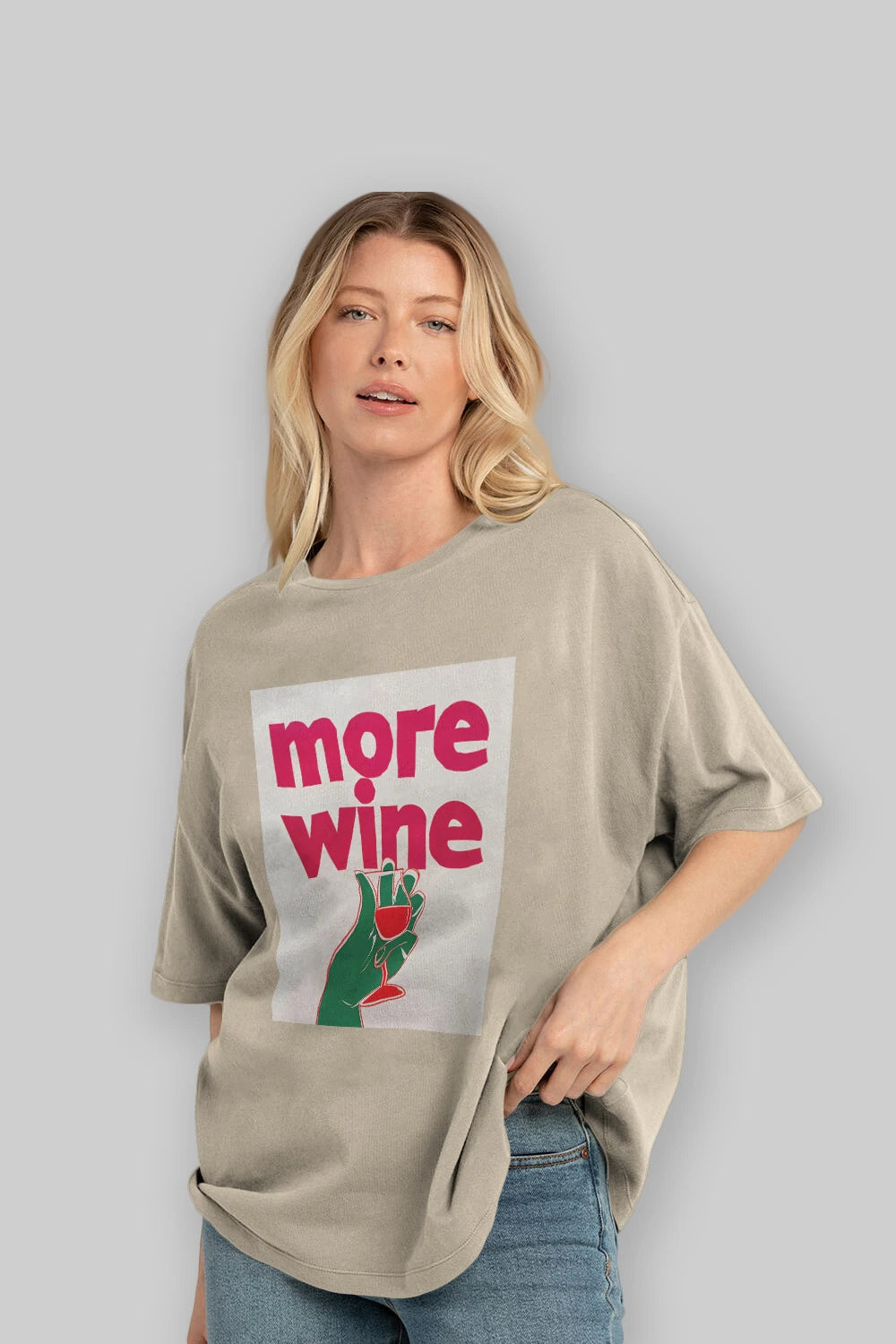 More Wine 3 Ön Baskılı Oversize t-shirt Erkek Kadın Unisex %100 Pamuk Bisiklet Yaka tişort