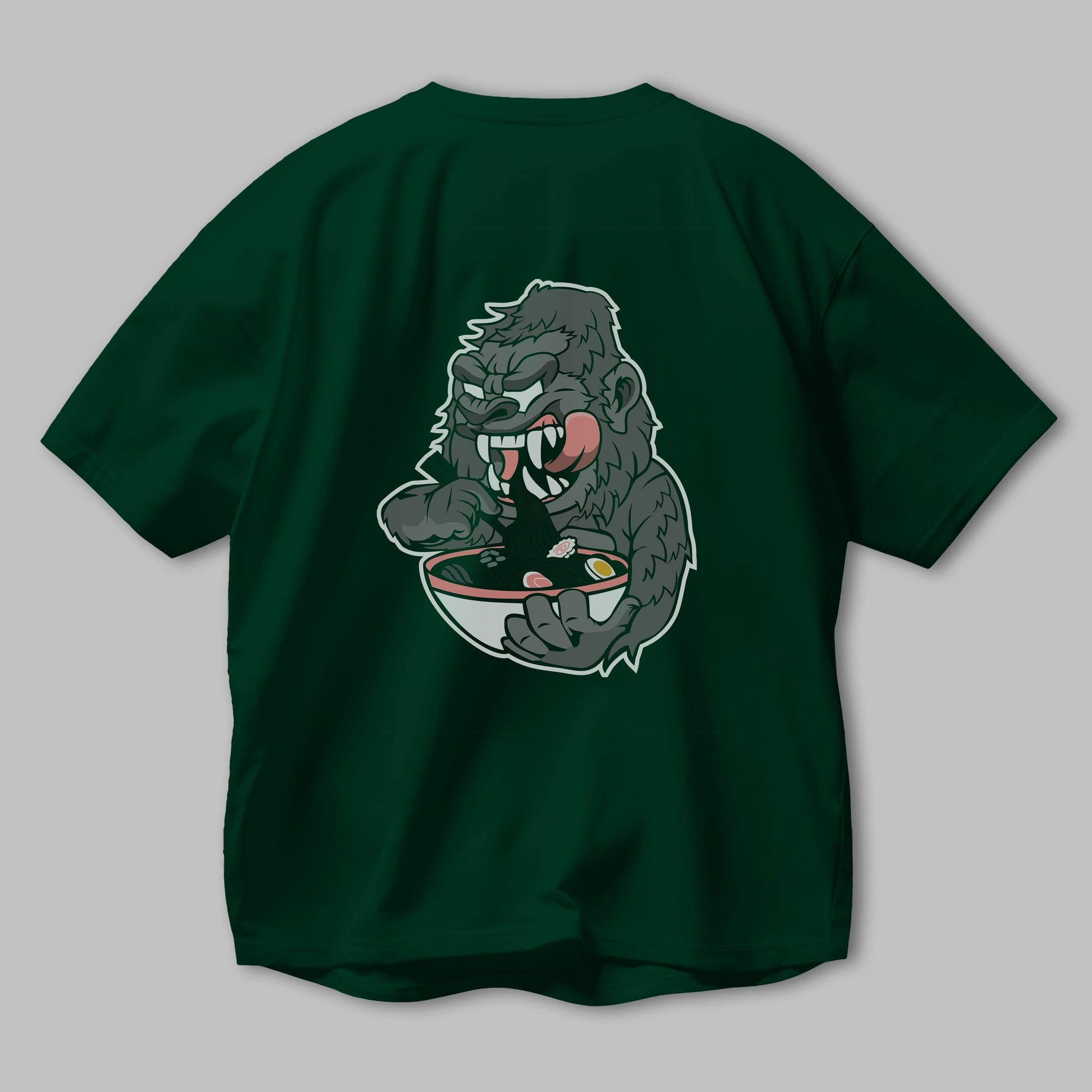 Big Gorilla Ramen Arka Baskılı Oversize t-shirt Erkek Kadın Unisex %100 Pamuk tişort