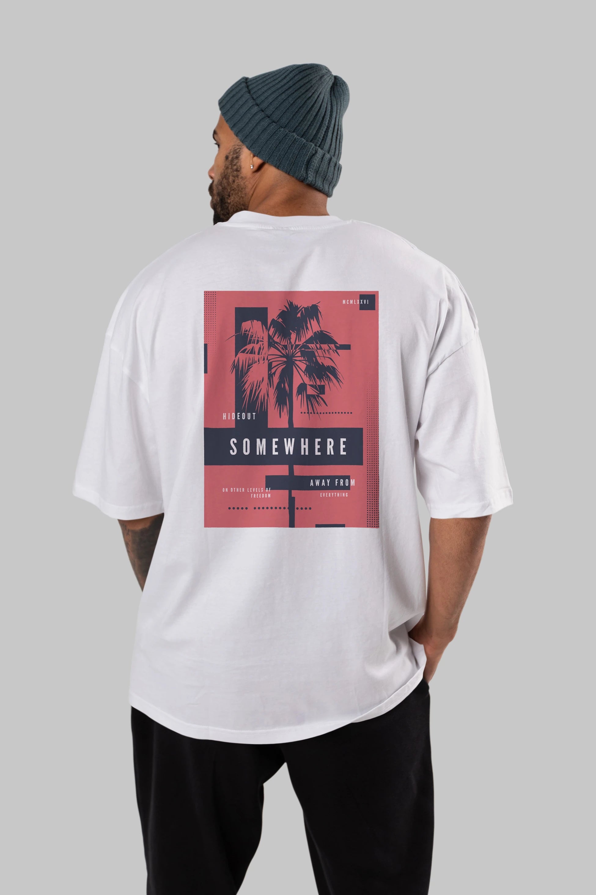 Hideout Somewhere Arka Baskılı Oversize t-shirt Erkek Kadın Unisex