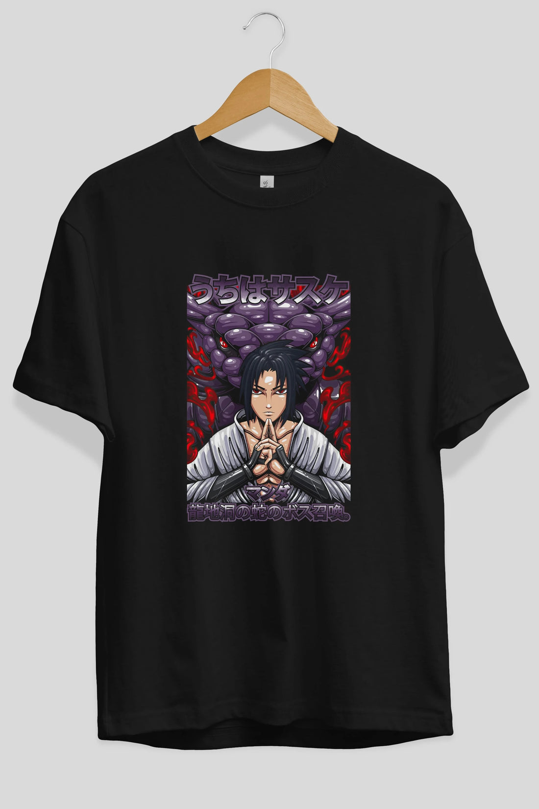 NARUTO SASUKE UCHIHA Anime Ön Baskılı Oversize t-shirt %100 pamuk Erkek Kadın Unisex