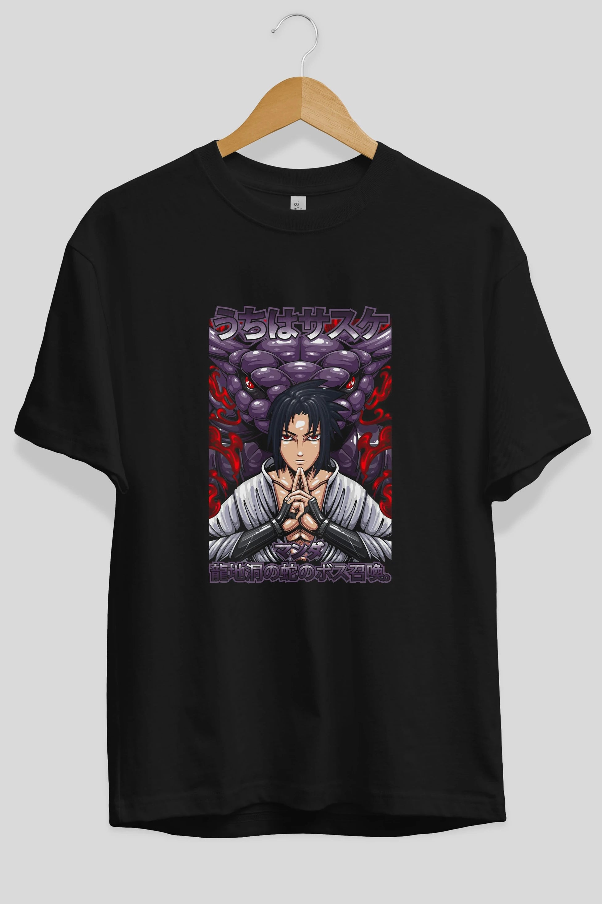 NARUTO SASUKE UCHIHA Anime Ön Baskılı Oversize t-shirt %100 pamuk Erkek Kadın Unisex