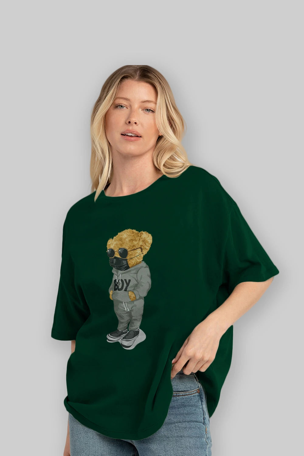Teddy Bear Boy Ön Baskılı Oversize t-shirt Erkek Kadın Unisex %100 Pamuk