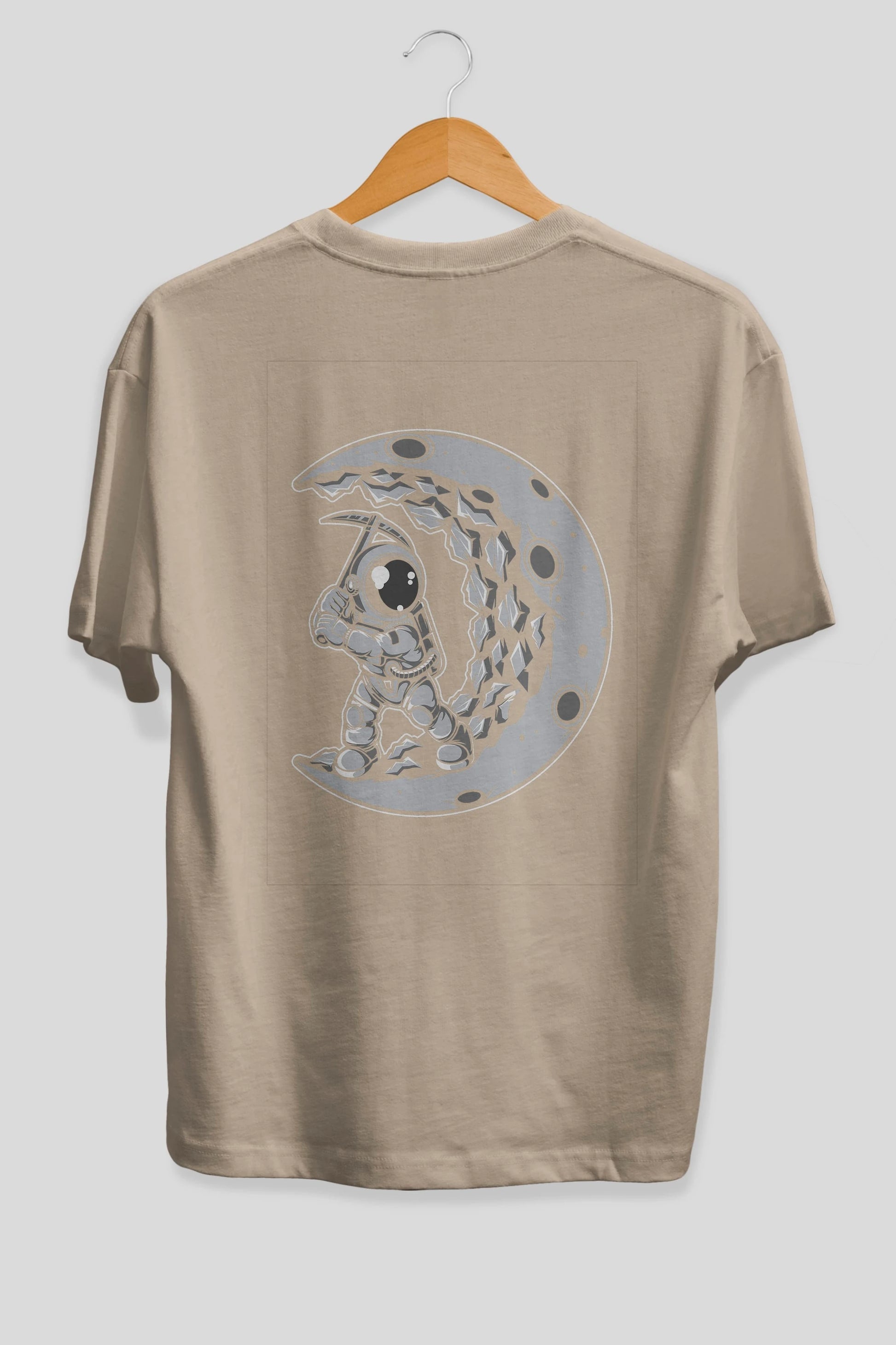 Astronaut Moon Digger Arka Baskılı Oversize t-shirt Erkek Kadın Unisex