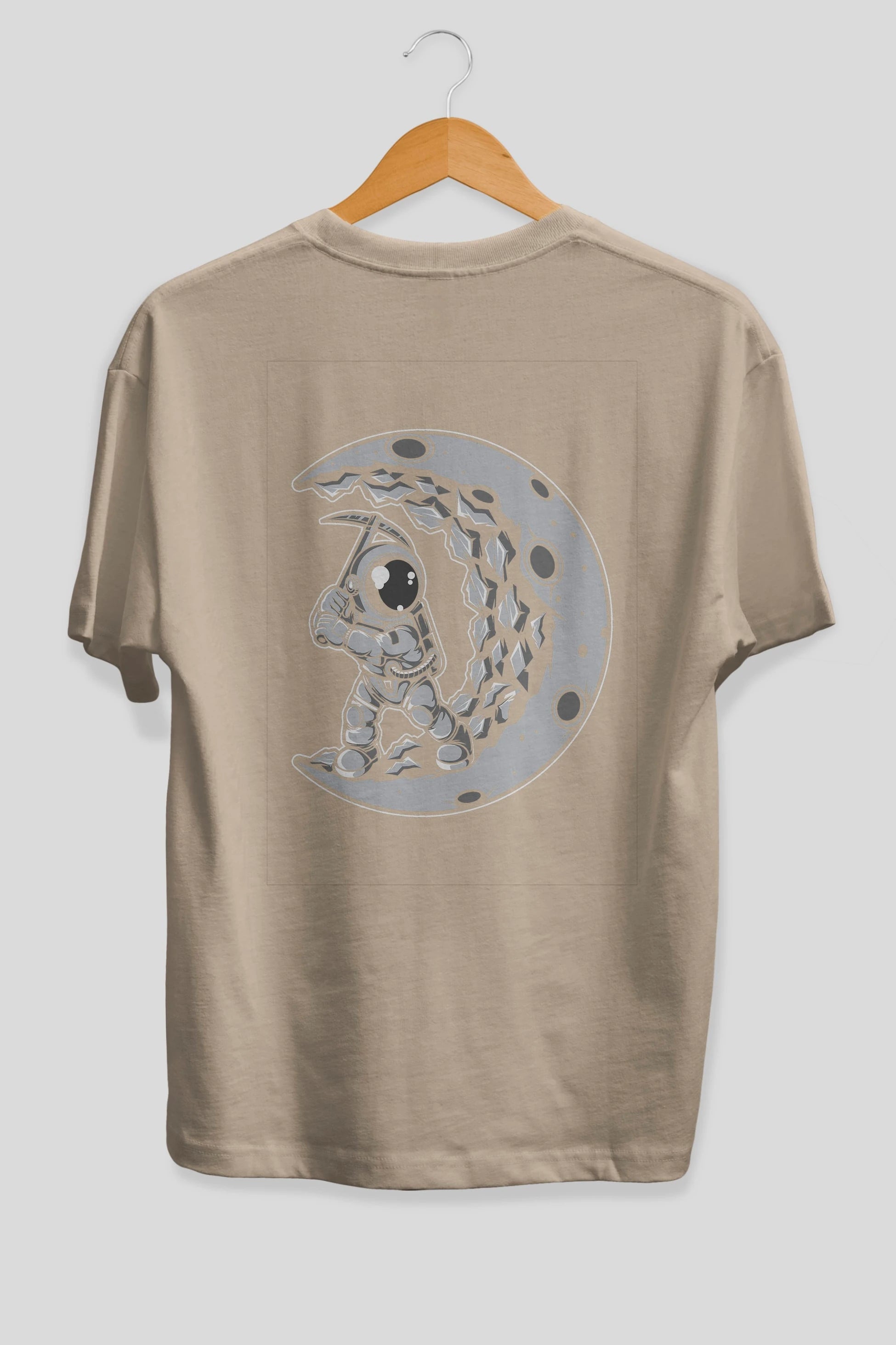 Astronaut Moon Digger Arka Baskılı Oversize t-shirt Erkek Kadın Unisex