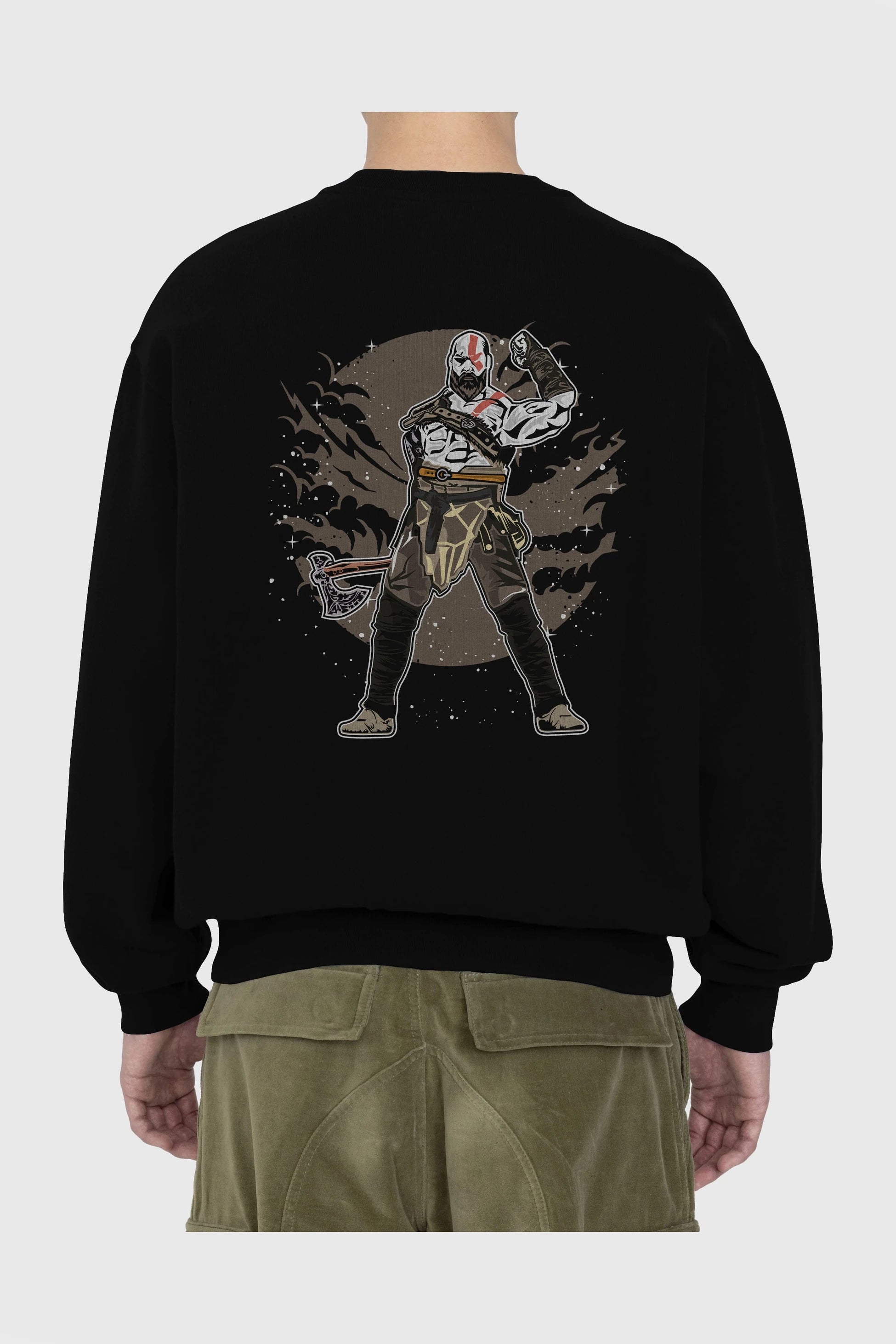 GOD OF WAR Arka Baskılı Oversize Sweatshirt Erkek Kadın Unisex