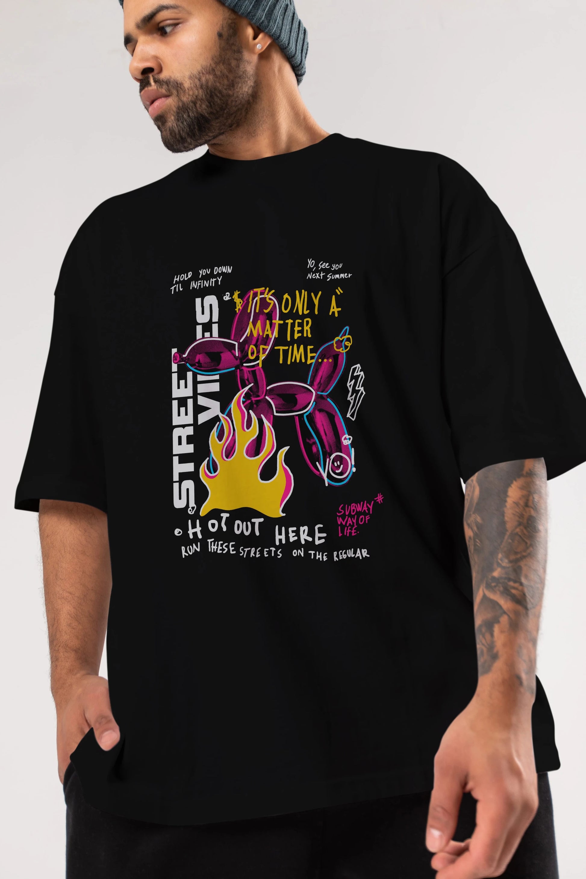 Street Vibes Ön Baskılı Oversize t-shirt Erkek Kadın Unisex