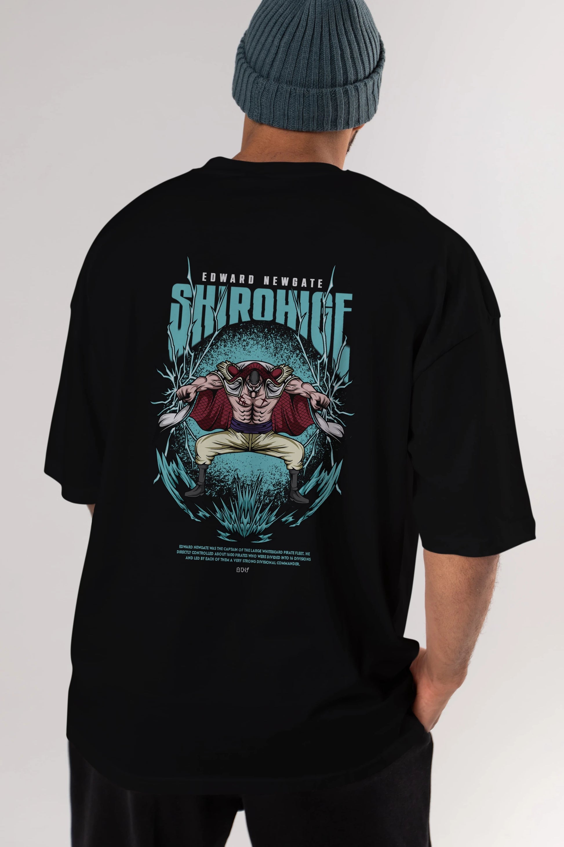 Shirohige Anime Arka Baskılı Oversize t-shirt Erkek Kadın Unisex