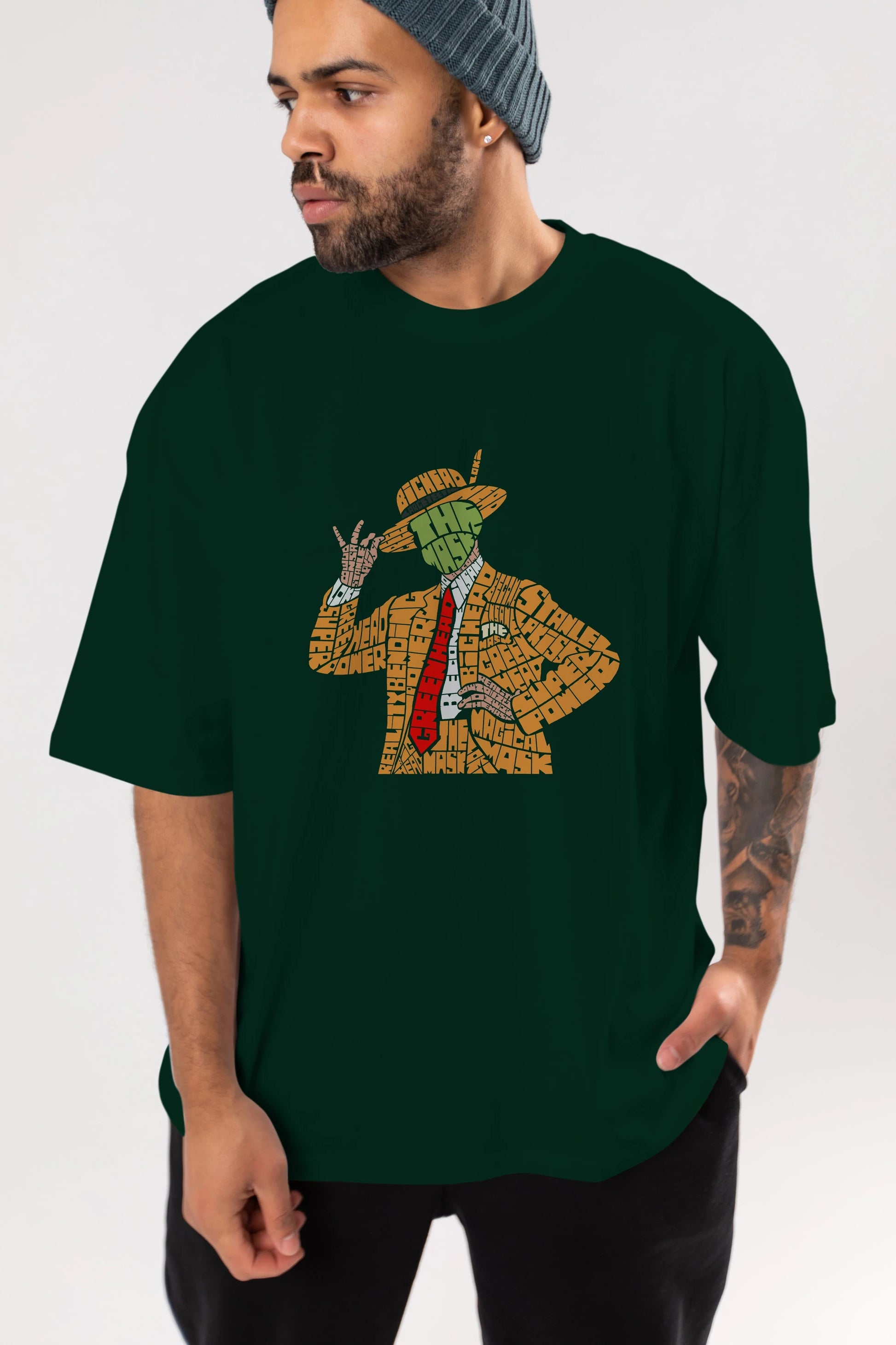 The Mask Ön Baskılı Oversize t-shirt %100 pamuk Erkek Kadın Unisex