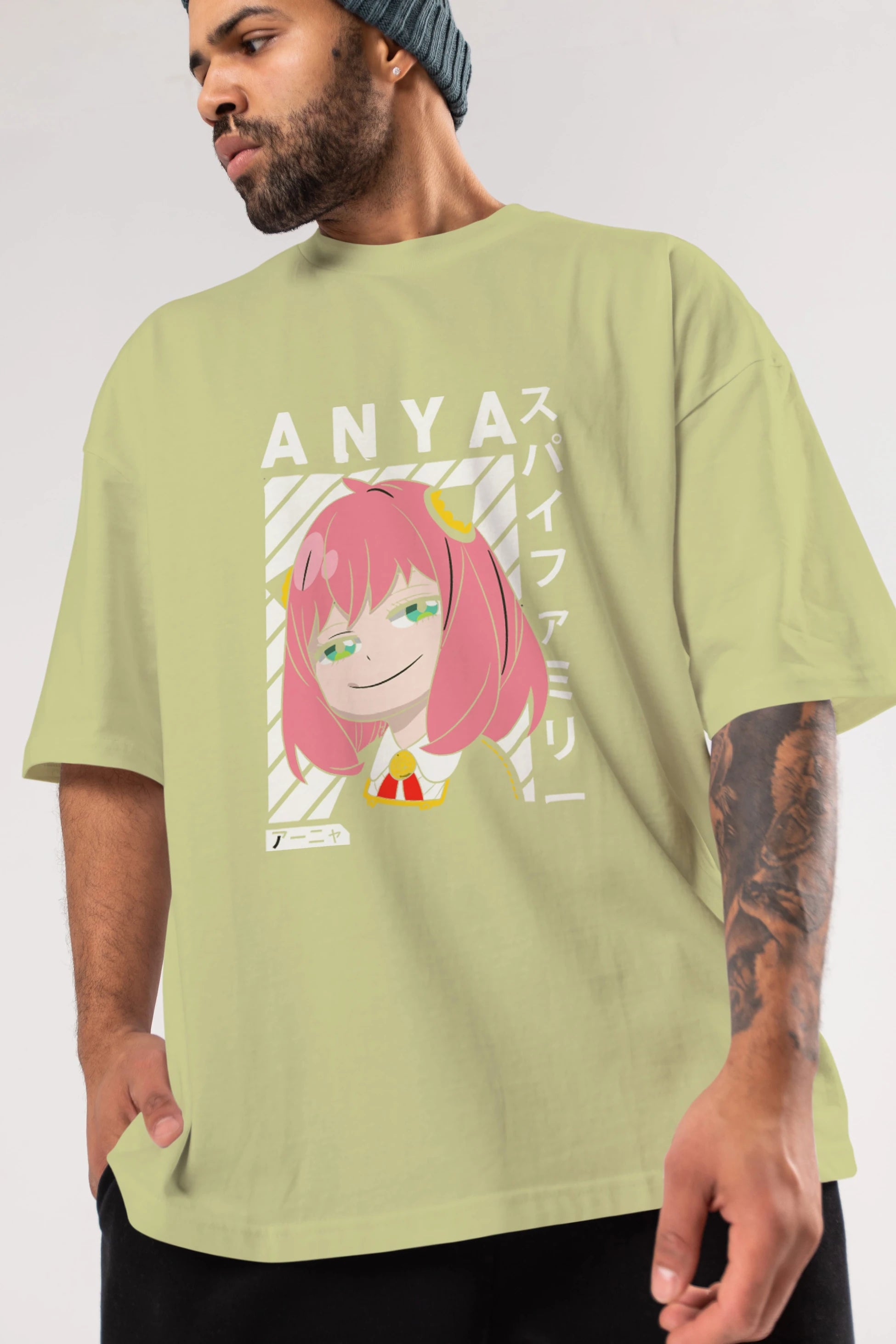 Anya SPYX FAMILY Anime Ön Baskılı Oversize t-shirt %100 pamuk Erkek Kadın Unisex