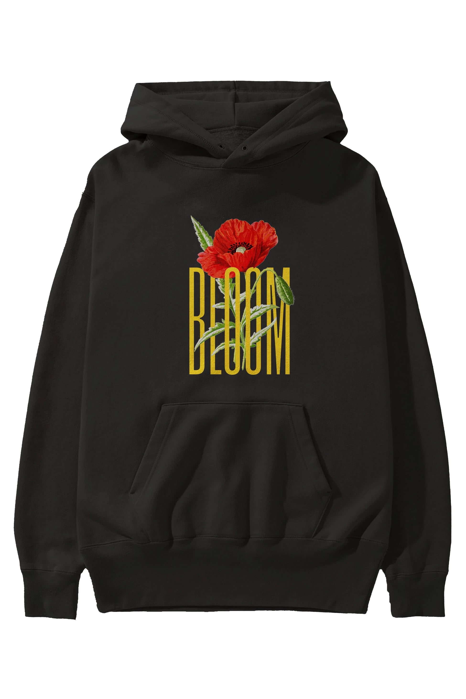 Bloom Flower Ön Baskılı Oversize Hoodie Kapüşonlu Sweatshirt Erkek Kadın Unisex