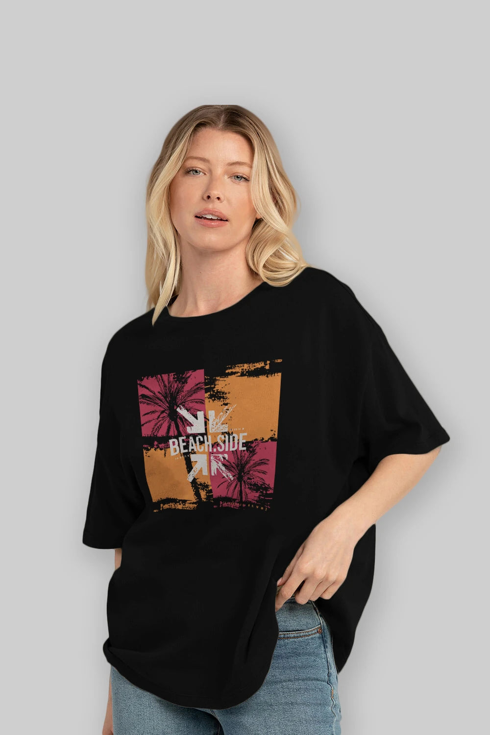 Beach Side Ön Baskılı Oversize t-shirt Erkek Kadın Unisex