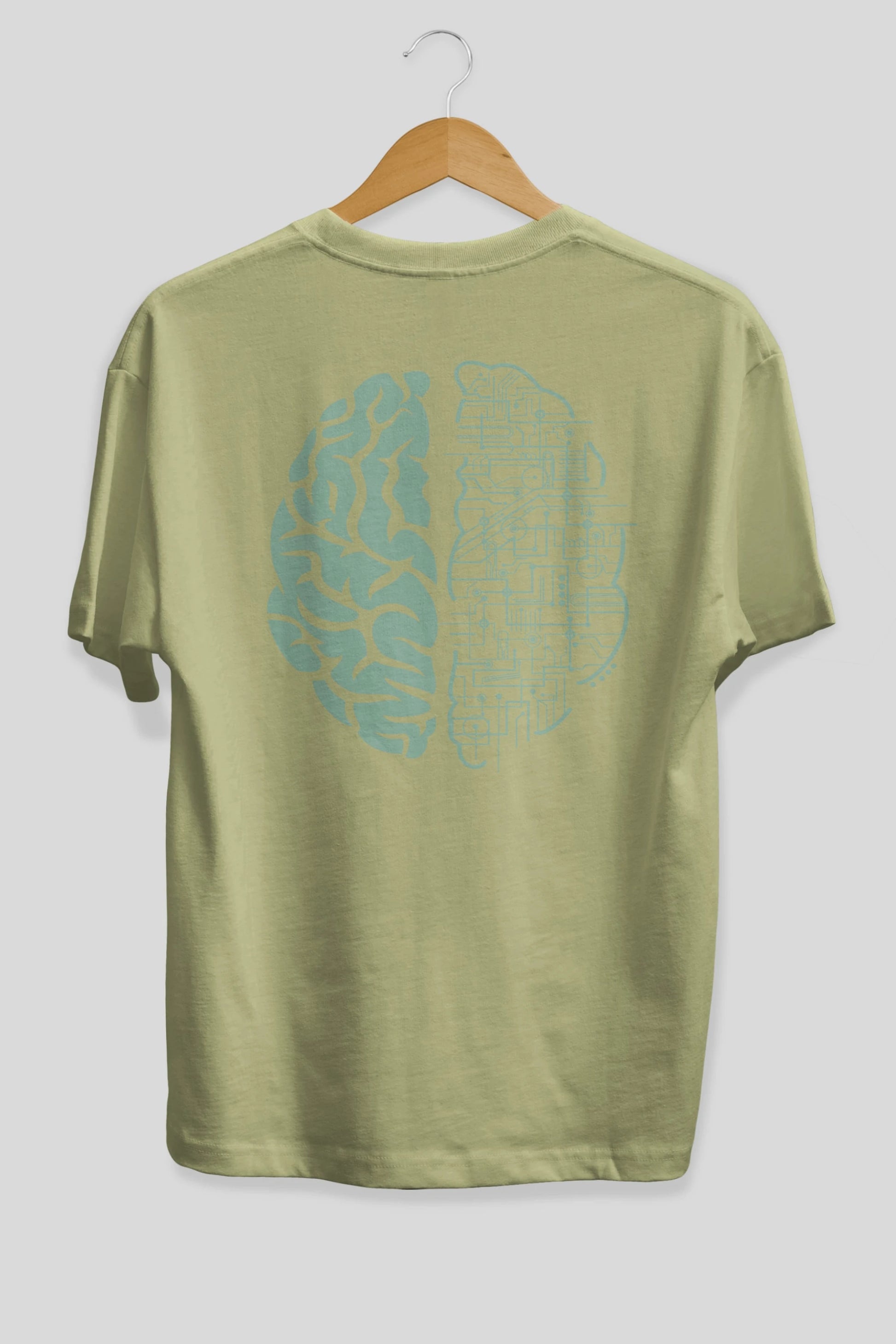 Electric Brain Arka Baskılı Oversize t-shirt %100 pamuk Erkek Kadın Unisex