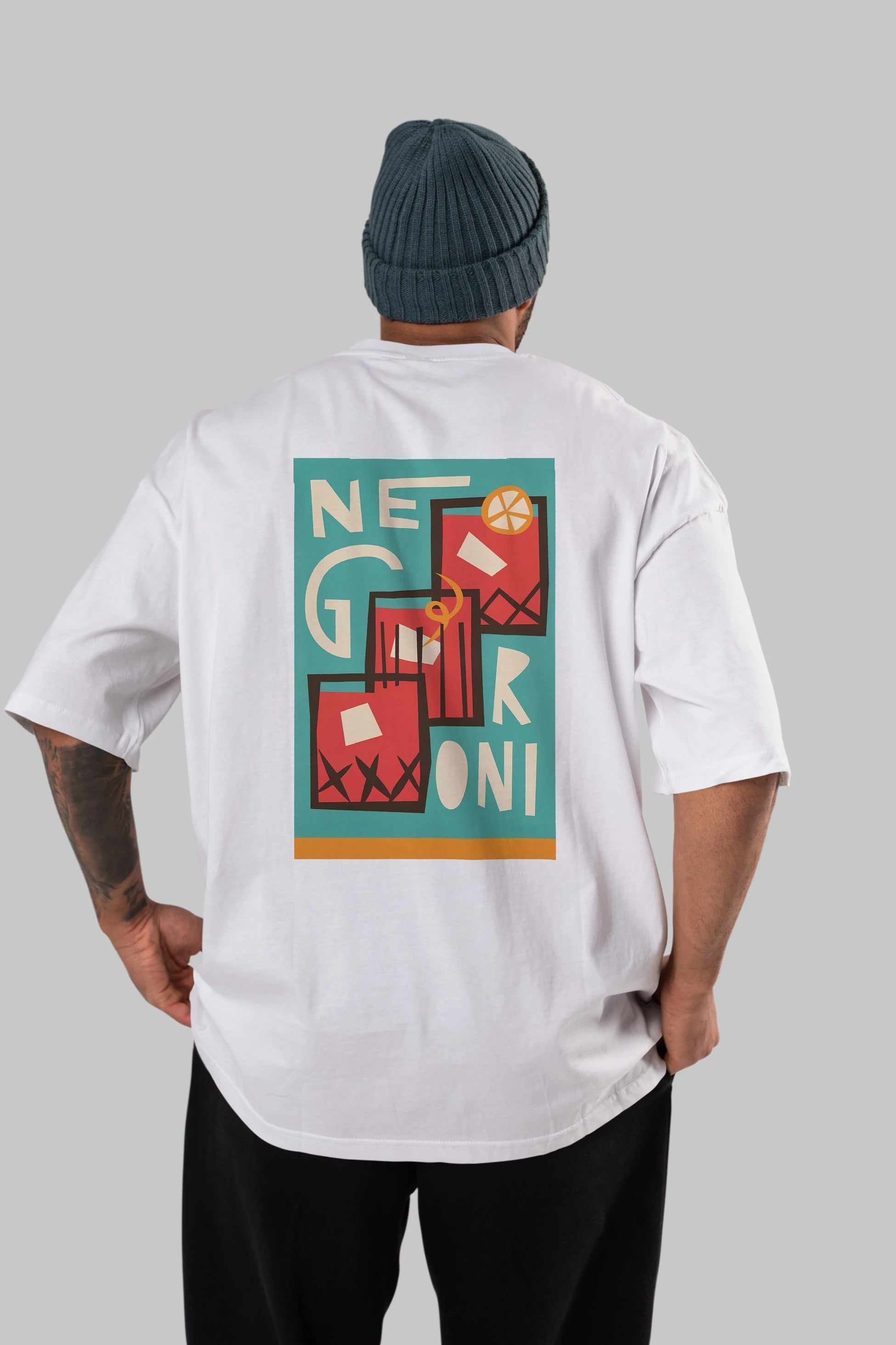 Negroni 3 Arka Baskılı Oversize t-shirt Erkek Kadın Unisex %100 Pamuk Bisiklet Yaka tişort