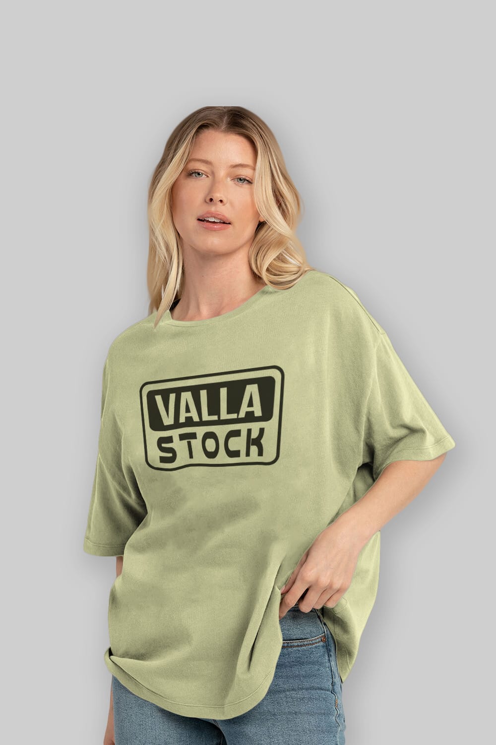 Valla Stock Ön Baskılı Oversize t-shirt %100 pamuk Erkek Kadın Unisex