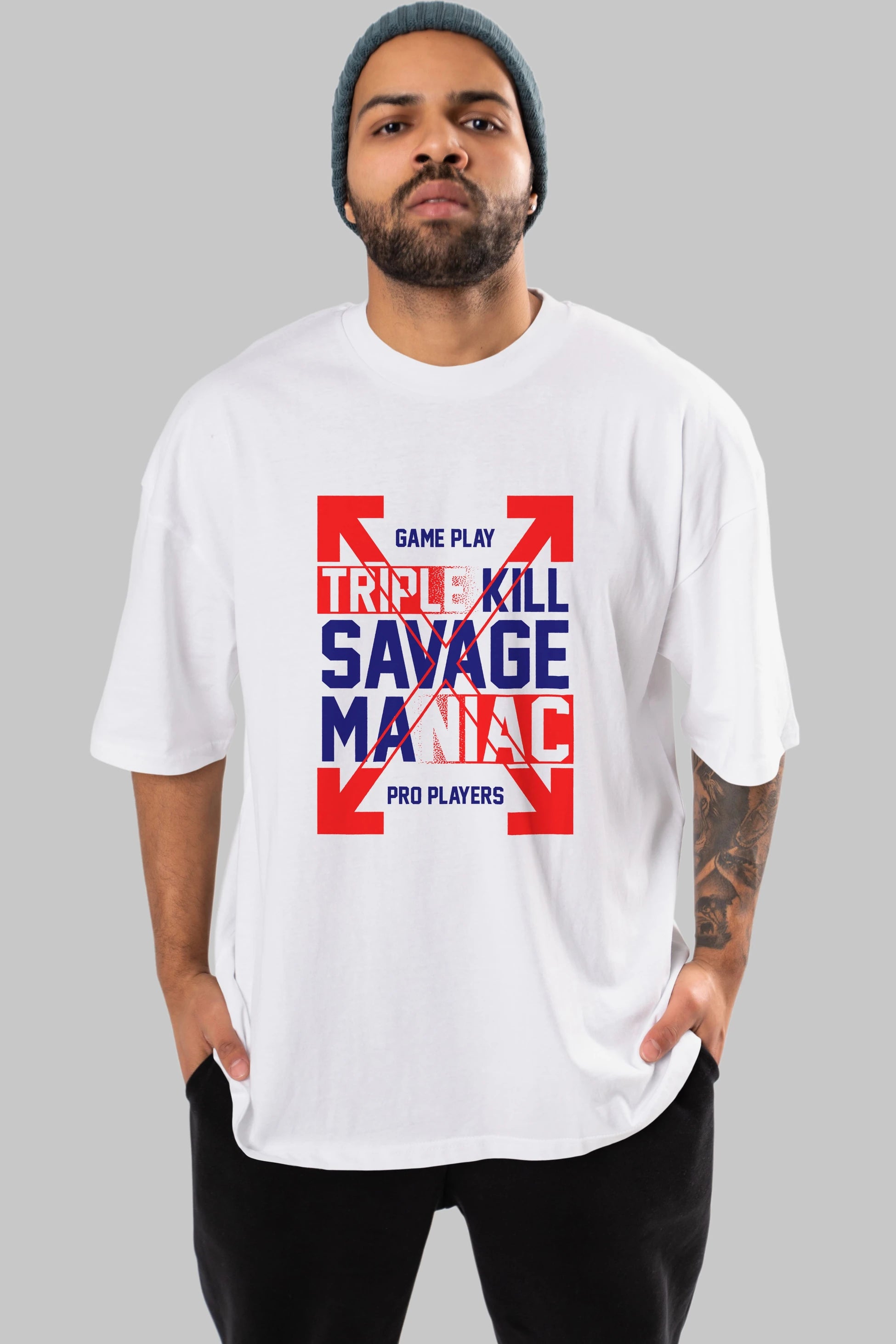Kill Savage Ön Baskılı Oversize t-shirt Erkek Kadın Unisex
