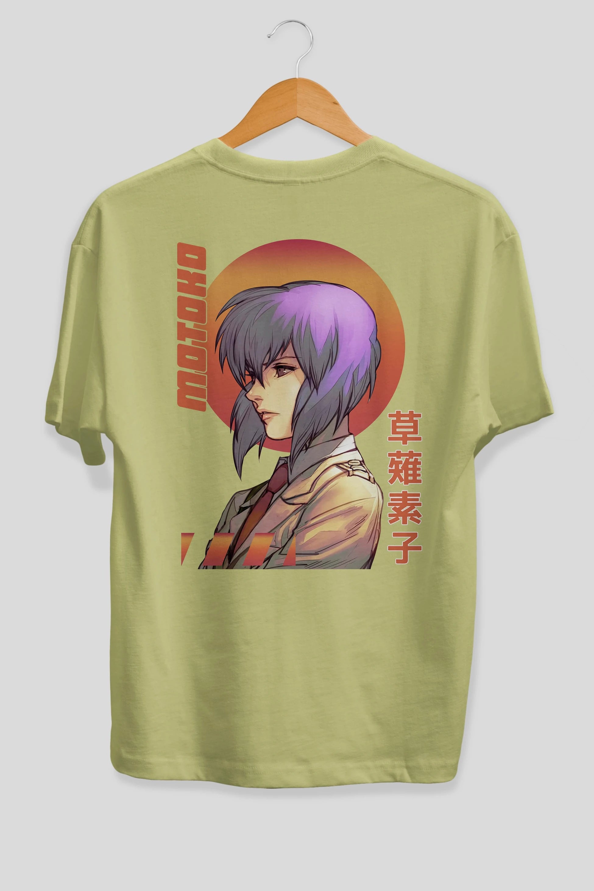 Motoko Kusanagi 10 Anime Arka Baskılı Oversize t-shirt Erkek Kadın Unisex