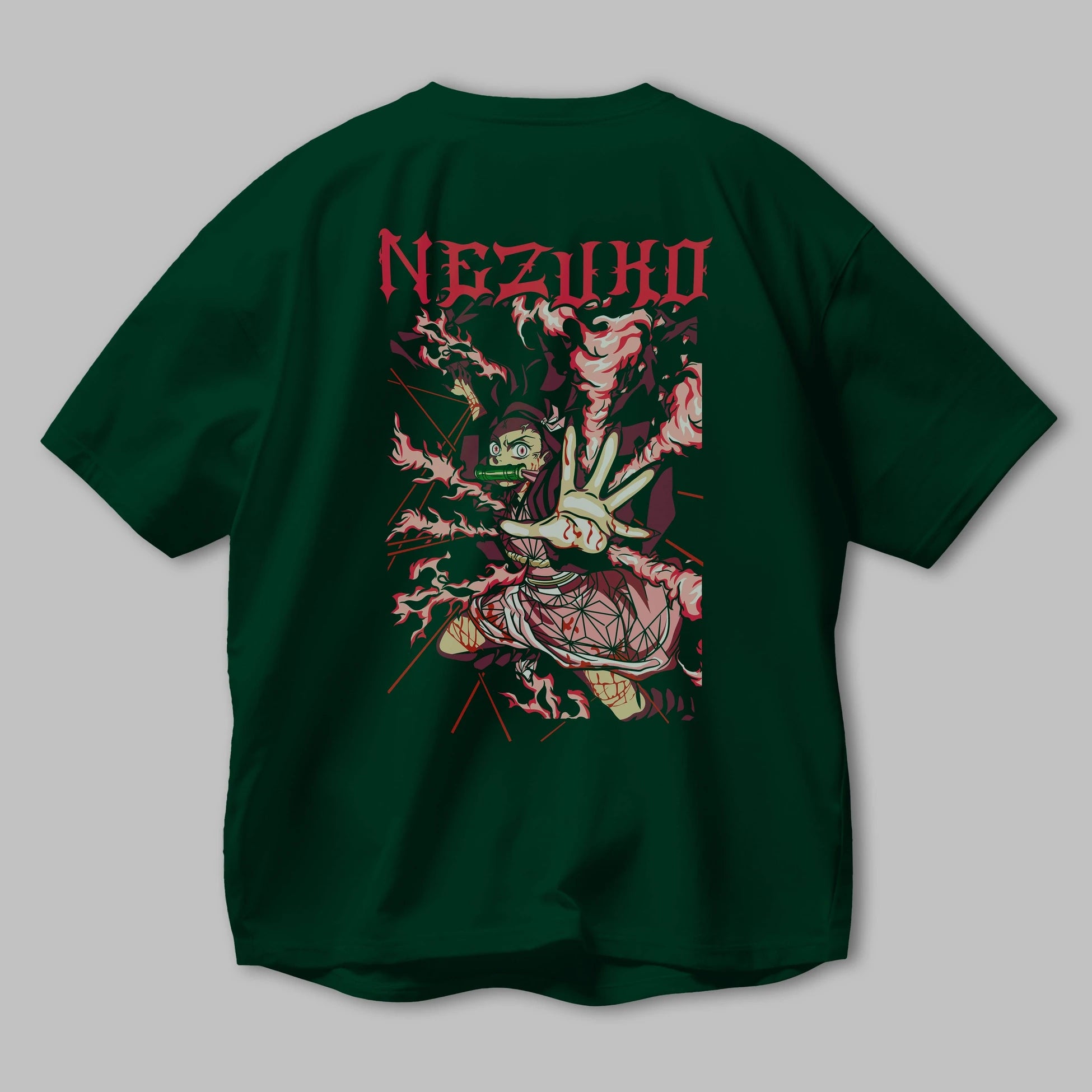 NEZUKO KAMADO Anime Arka Baskılı Oversize t-shirt Erkek Kadın Unisex