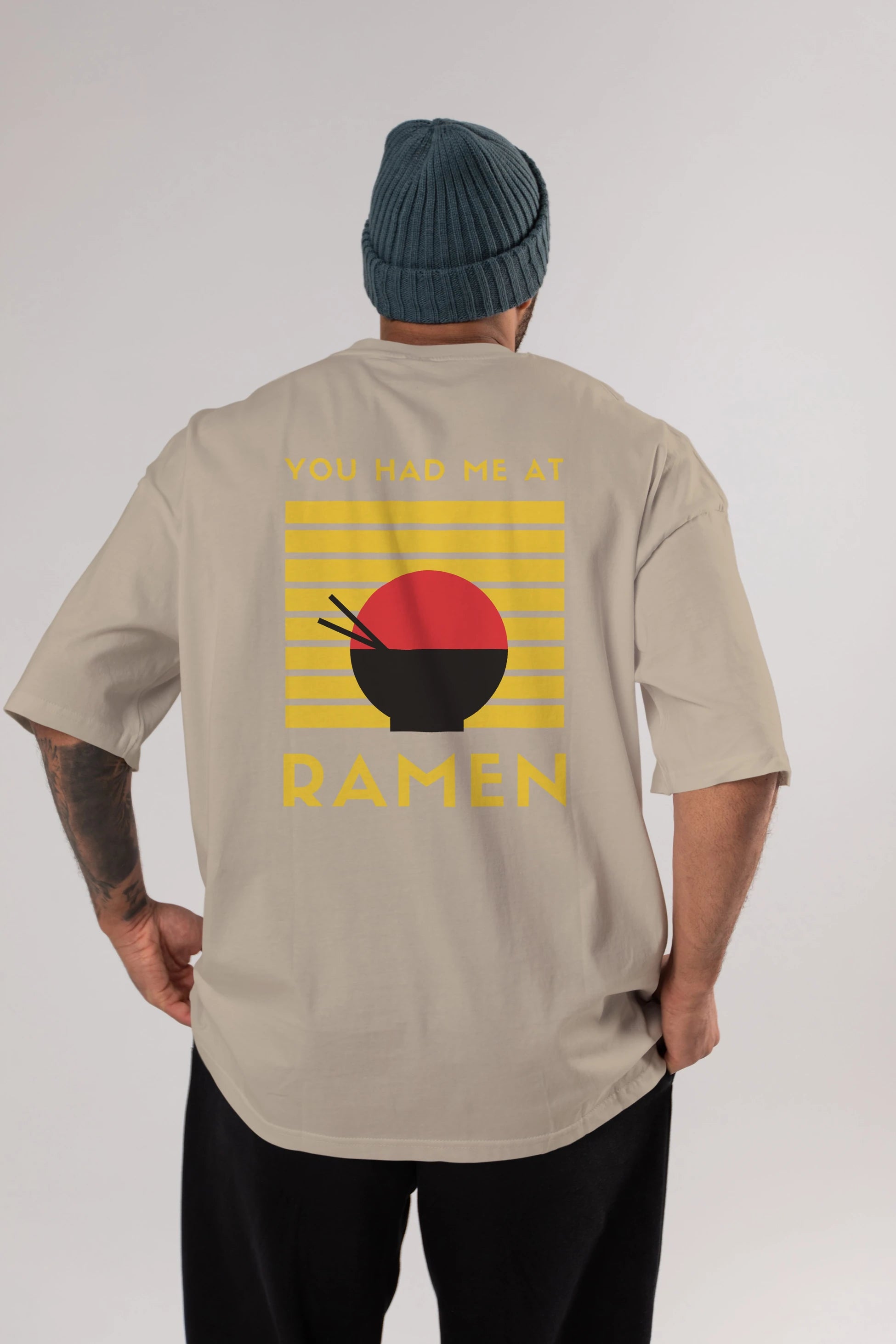 You Had me at Ramen Yazılı Arka Baskılı Oversize t-shirt Erkek Kadın Unisex