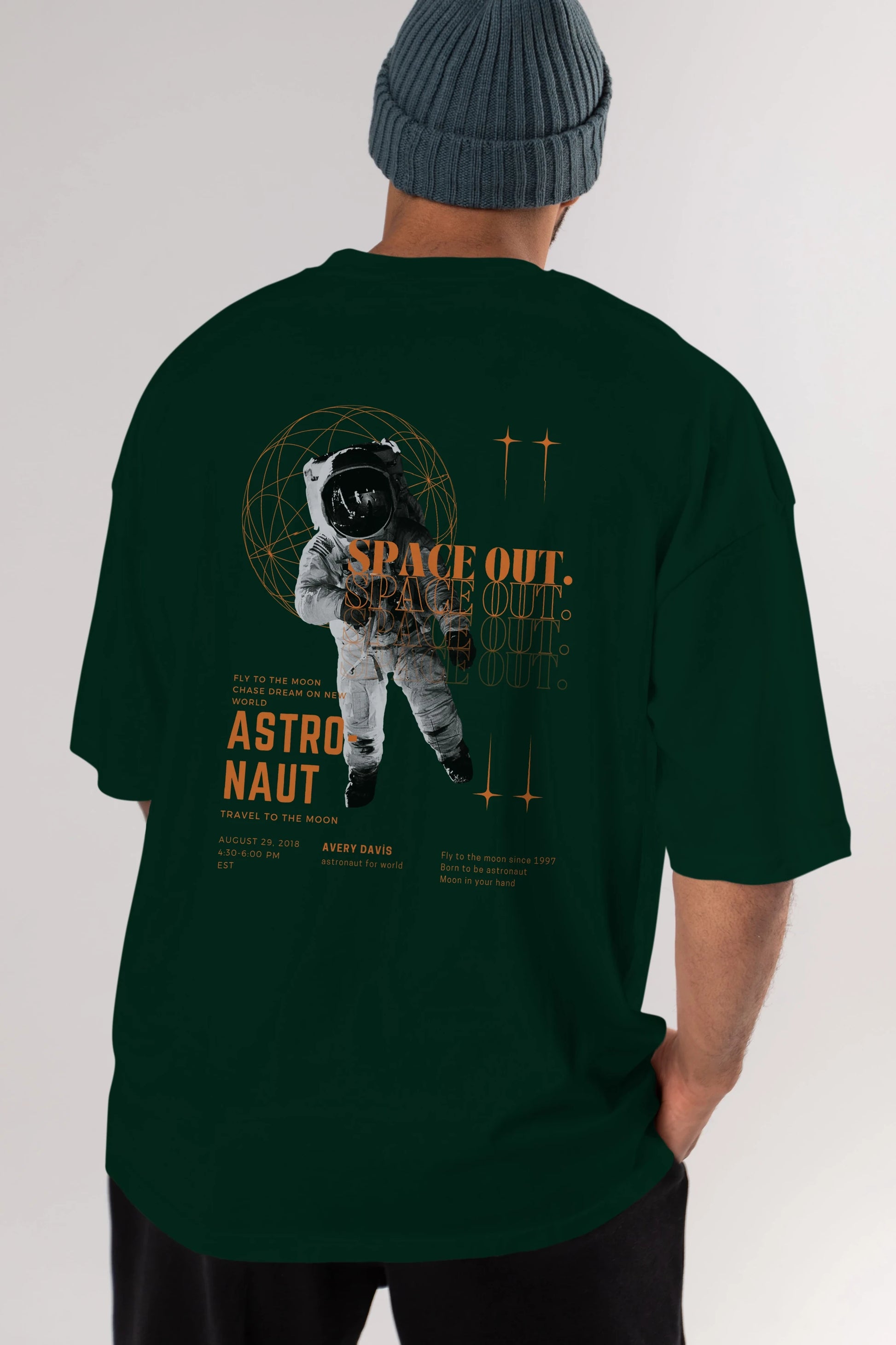 Astronaut Space Out Yazılı Arka Baskılı Oversize t-shirt Erkek Kadın Unisex