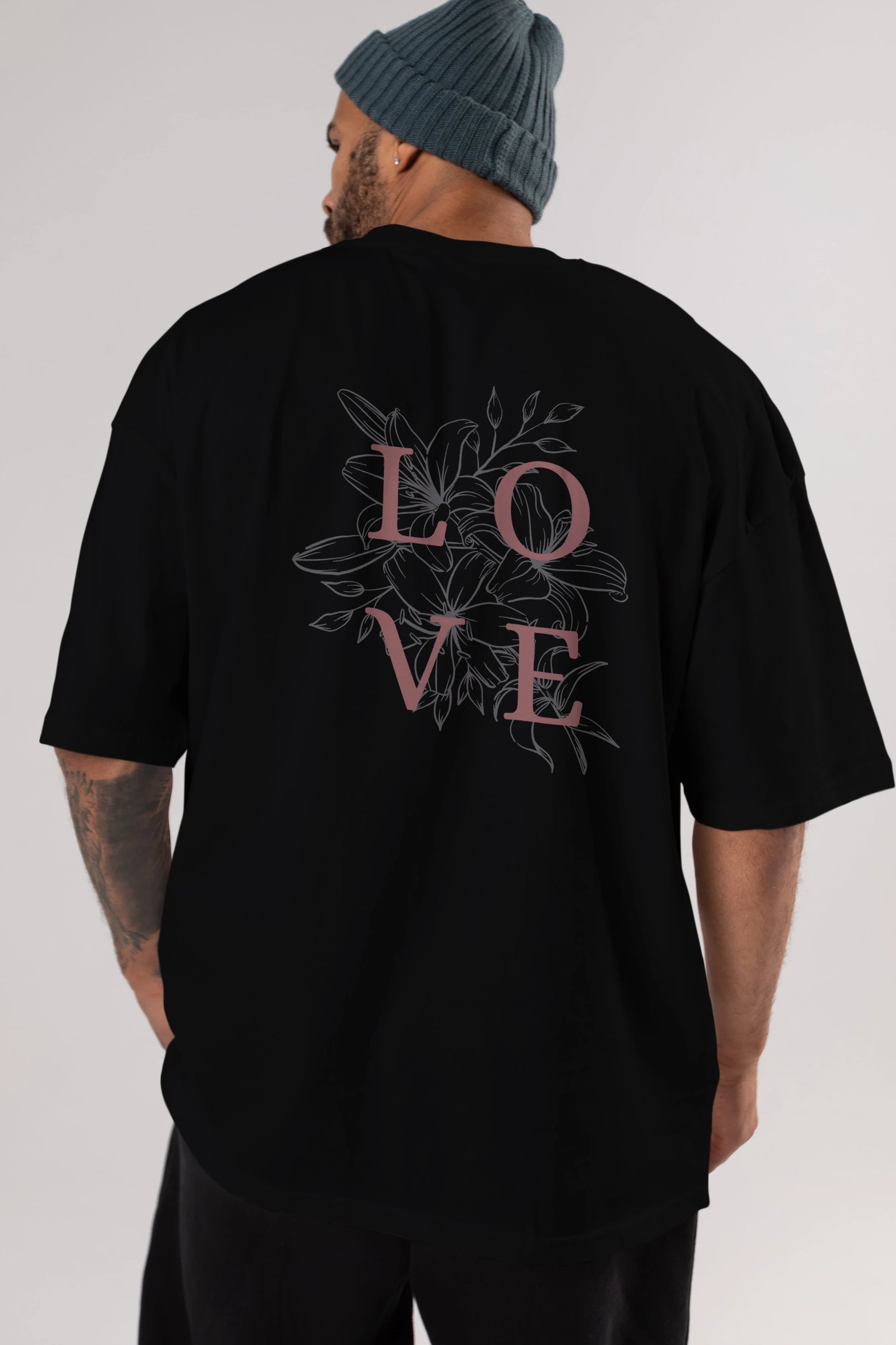 Love Yazılı Arka Baskılı Oversize t-shirt Erkek Kadın Unisex