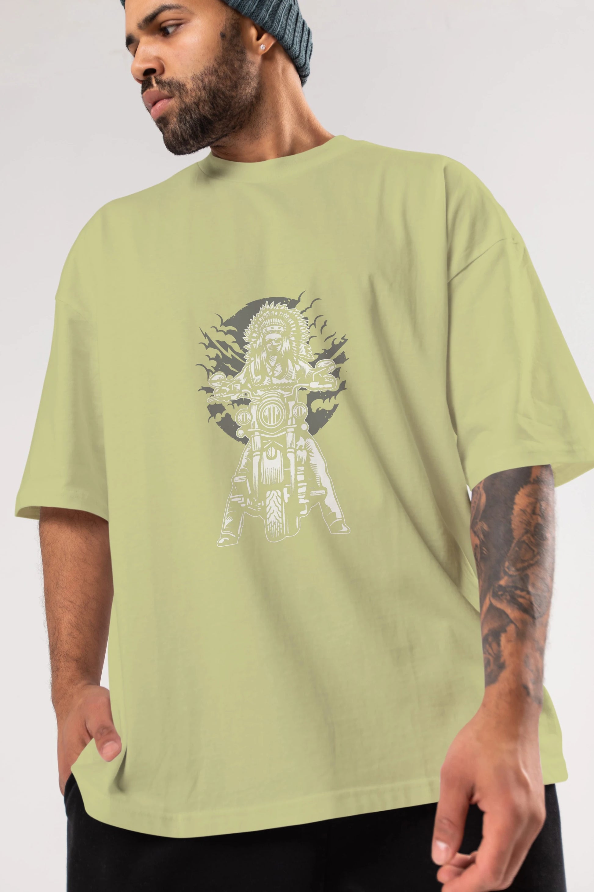 Indian Chief Motorcycle Ön Baskılı Oversize t-shirt Erkek Kadın Unisex %100 Pamuk tişort