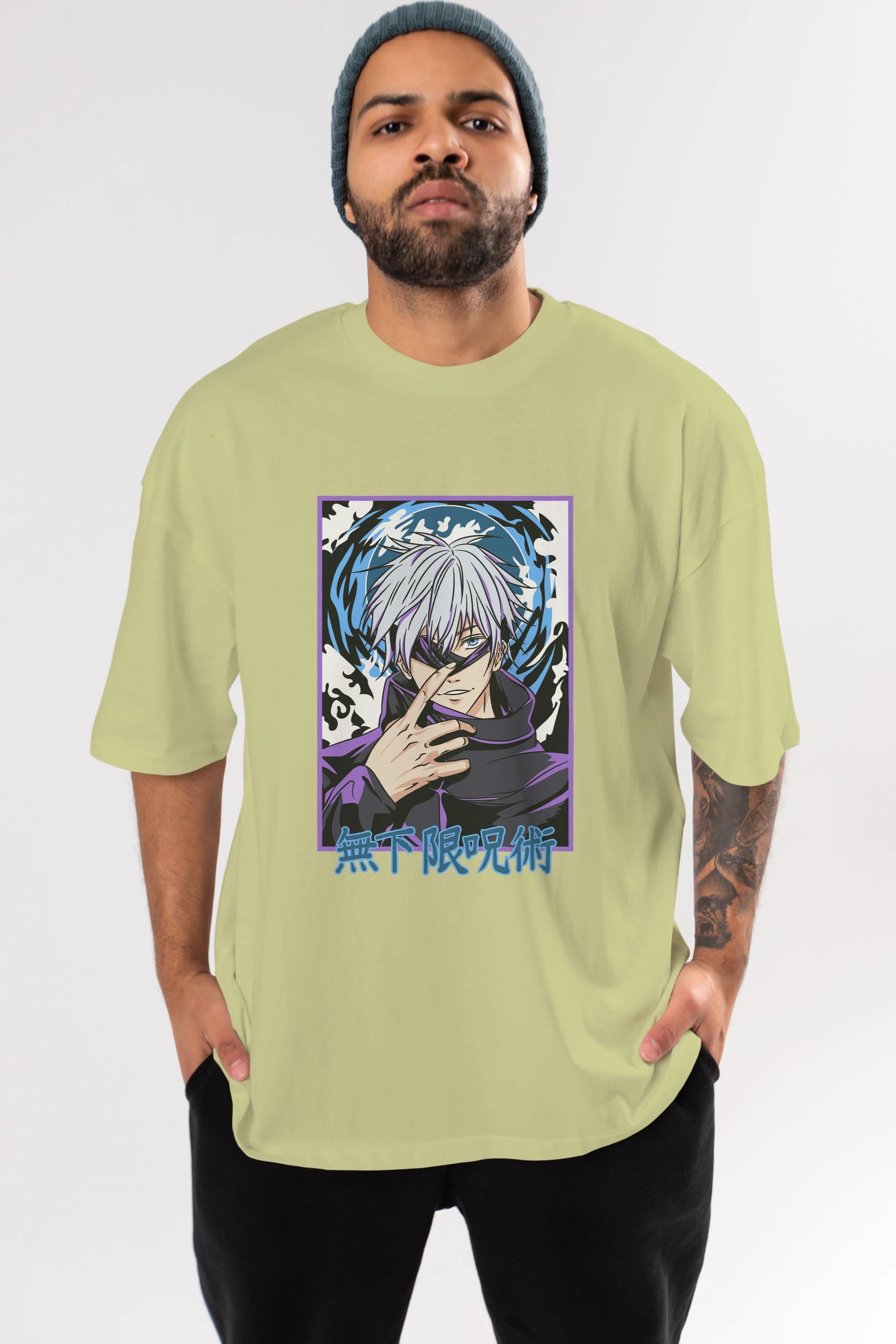SATORU GOJO 3 Anime Ön Baskılı Oversize t-shirt %100 pamuk Erkek Kadın Unisex