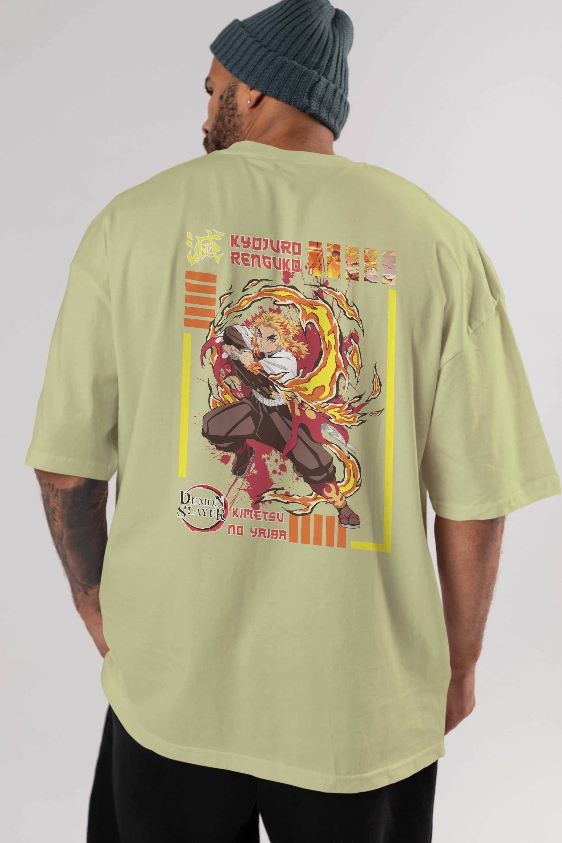 KYOJURO RENGOKU Anime Arka Baskılı Oversize t-shirt Erkek Kadın Unisex