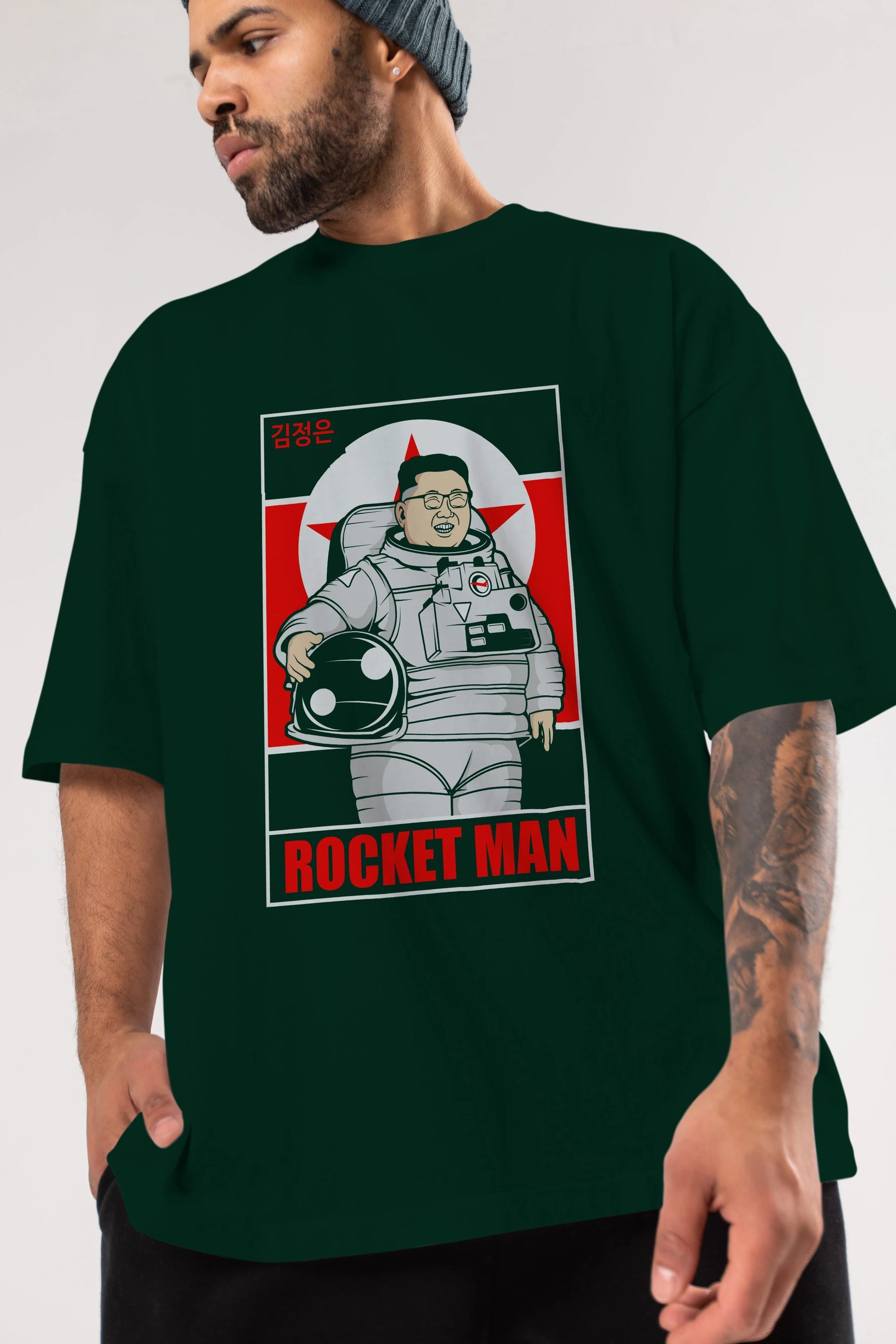 Astronot Kim Ön Baskılı Oversize t-shirt Erkek Kadın Unisex %100 Pamuk tişort