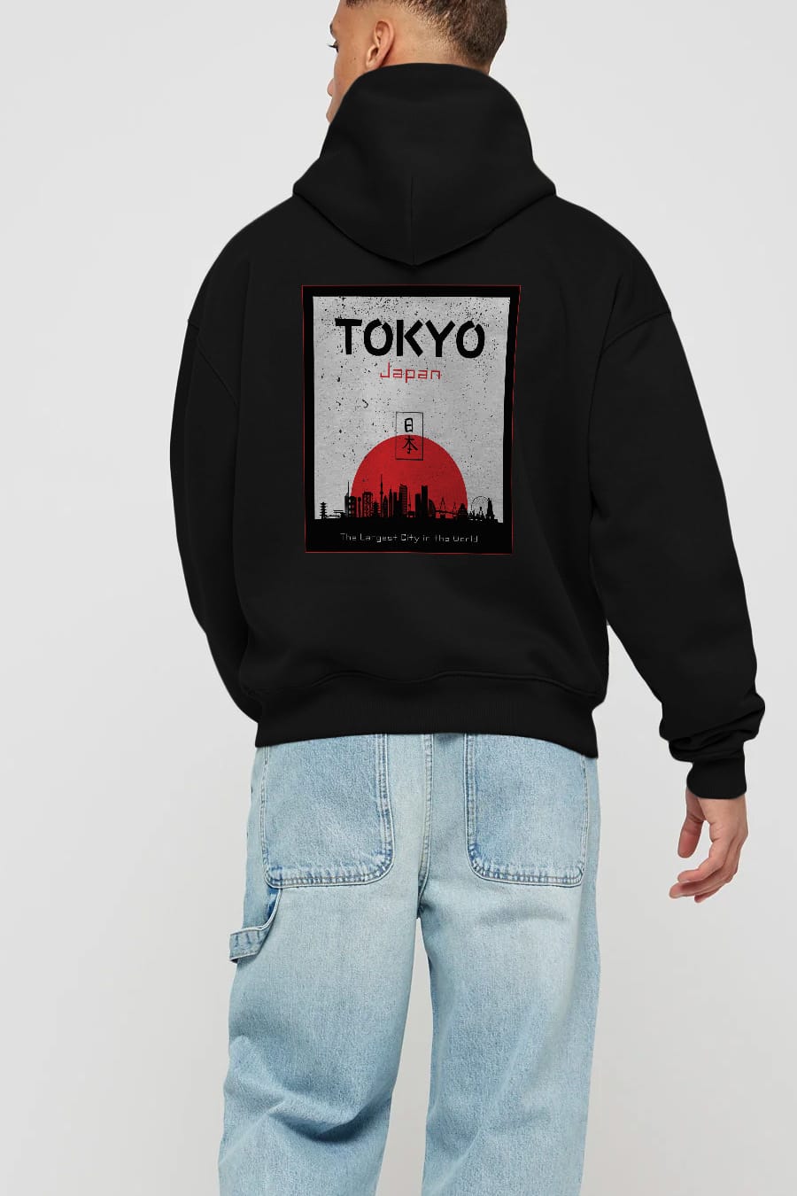 Tokyo Japan Yazılı Arka Baskılı Oversize Hoodie Kapüşonlu Sweatshirt Erkek Kadın Unisex
