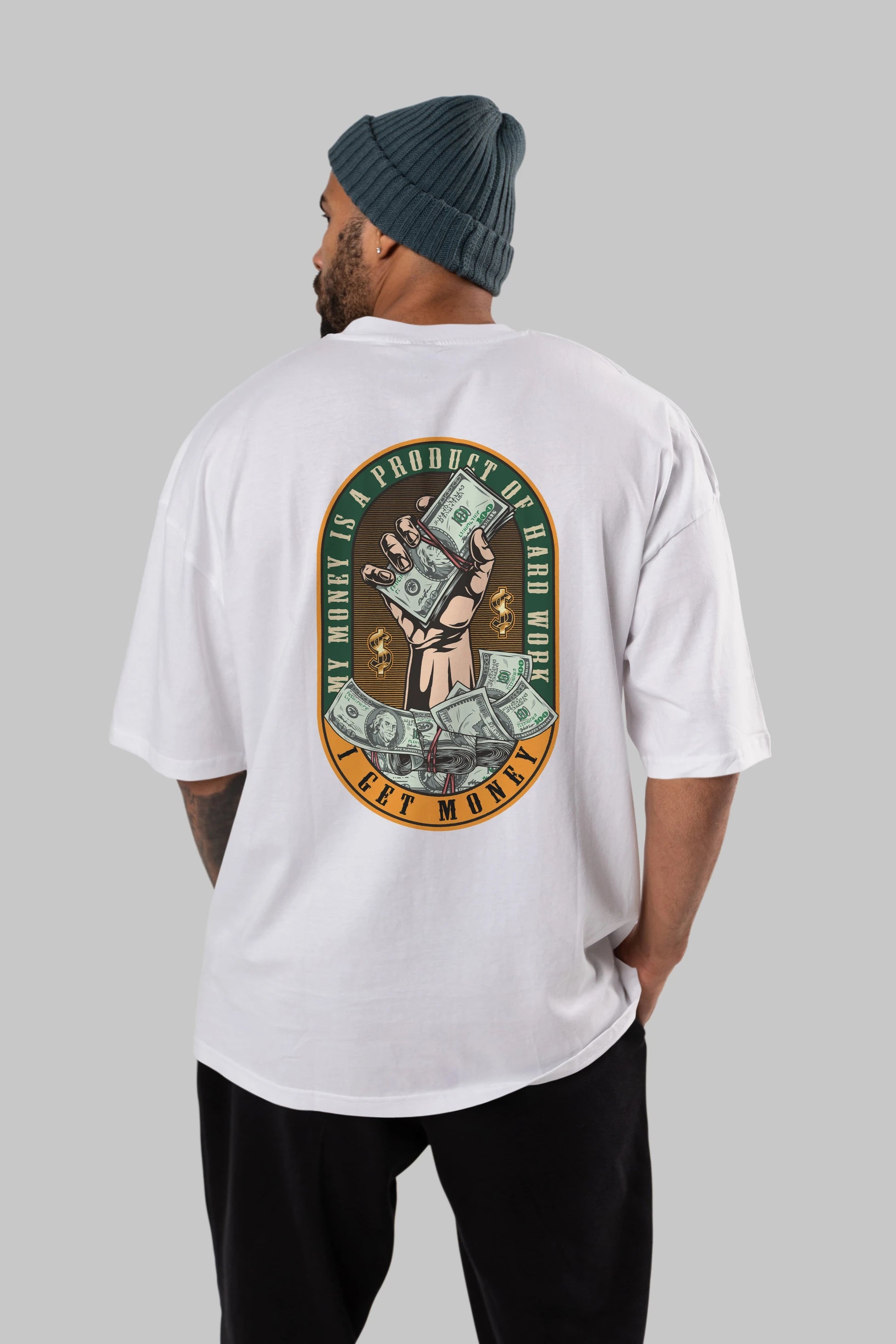 I Get Money Arka Baskılı Oversize t-shirt Erkek Kadın Unisex
