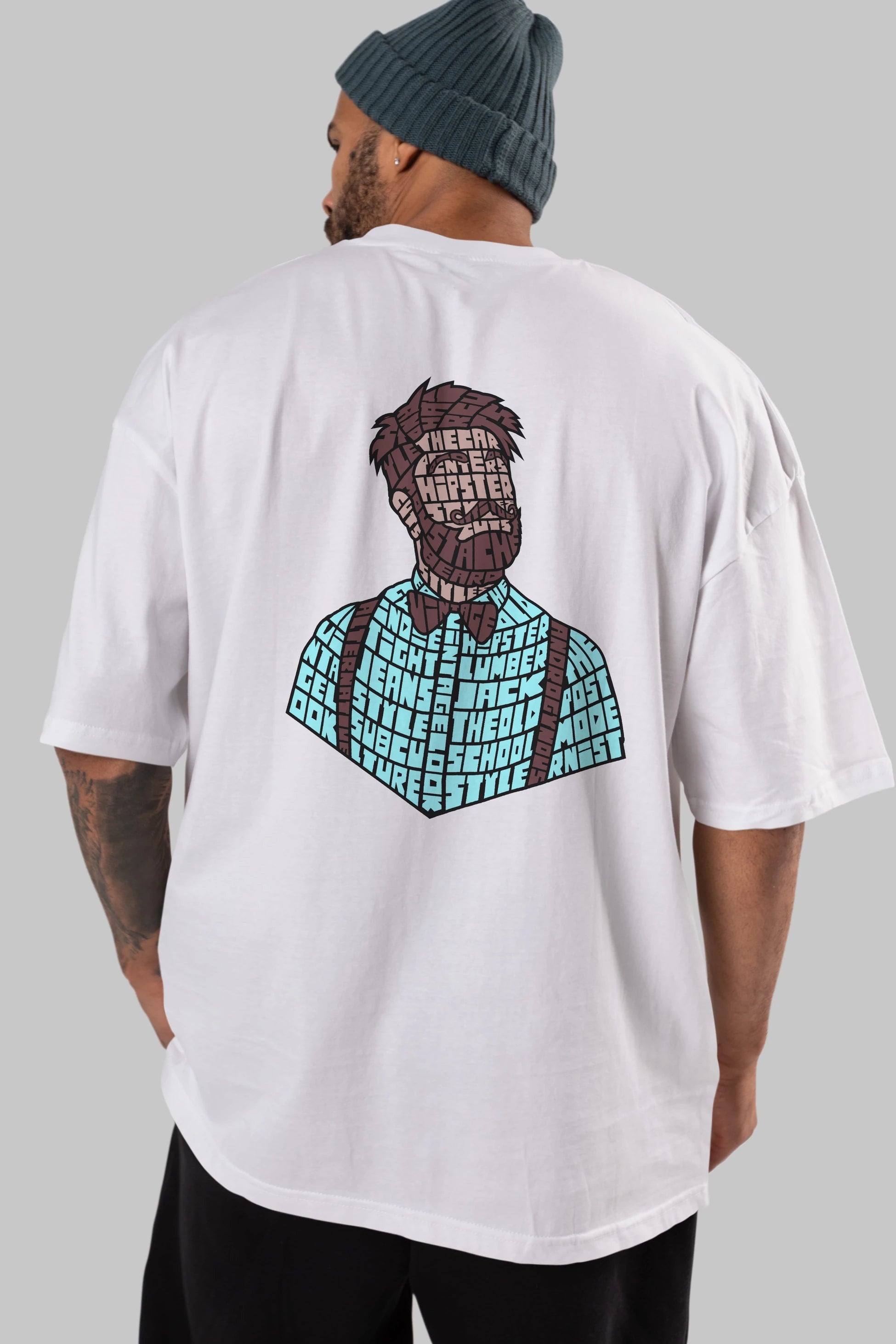 Hipster (2) Arka Baskılı Oversize t-shirt %100 pamuk Erkek Kadın Unisex