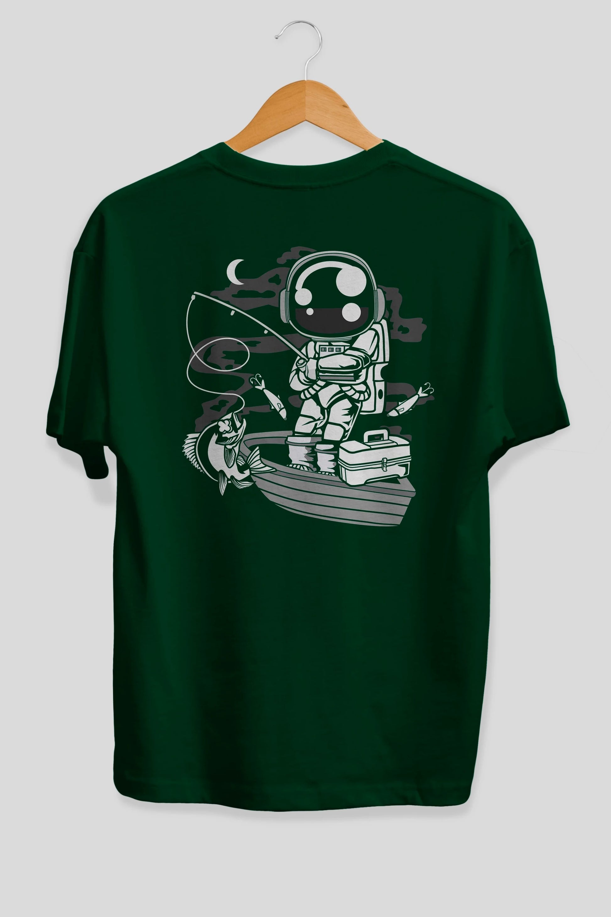 Astronaut Fisherman Arka Baskılı Oversize t-shirt Erkek Kadın Unisex
