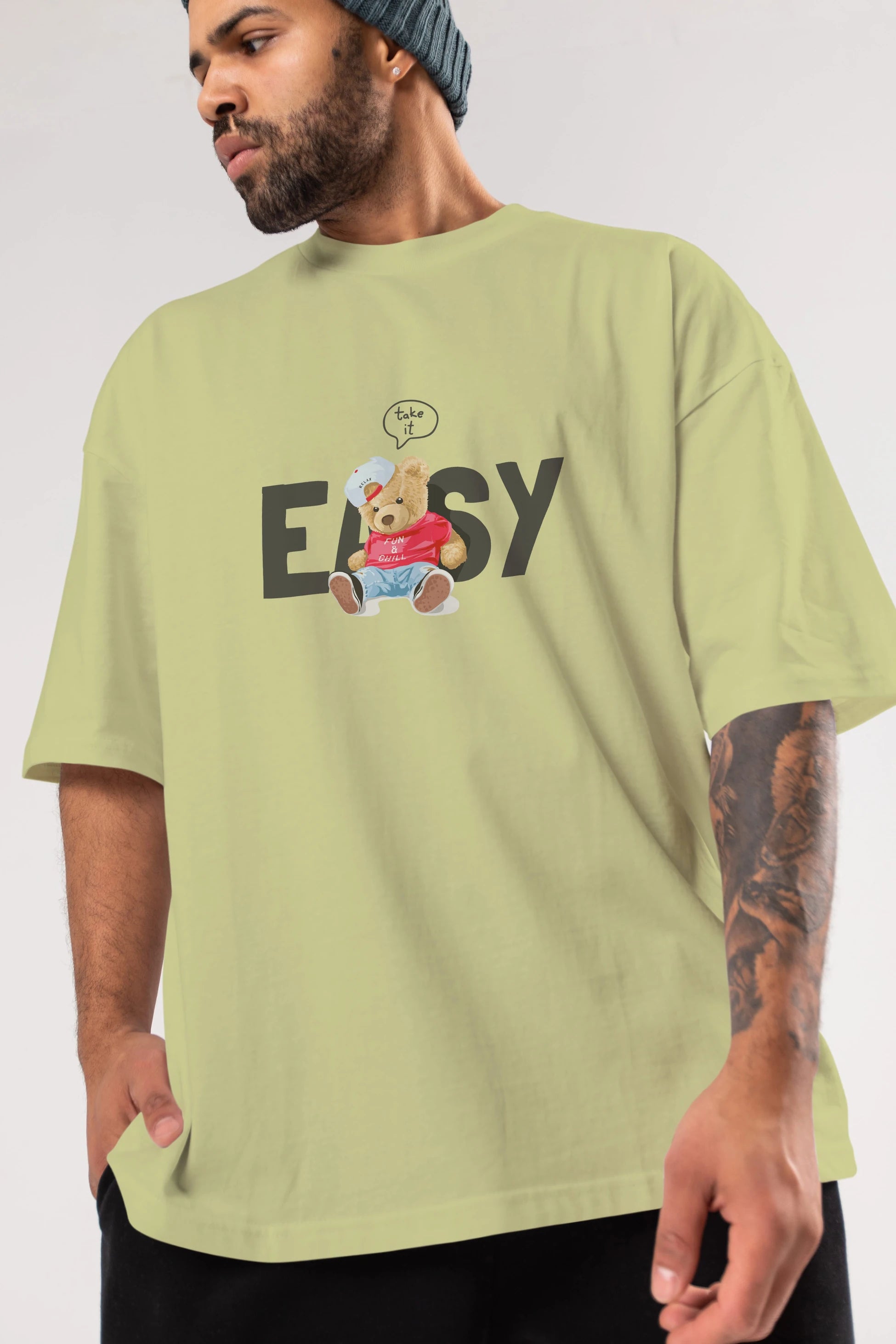 Teddy Bear Easy Ön Baskılı Oversize t-shirt Erkek Kadın Unisex %100 Pamuk