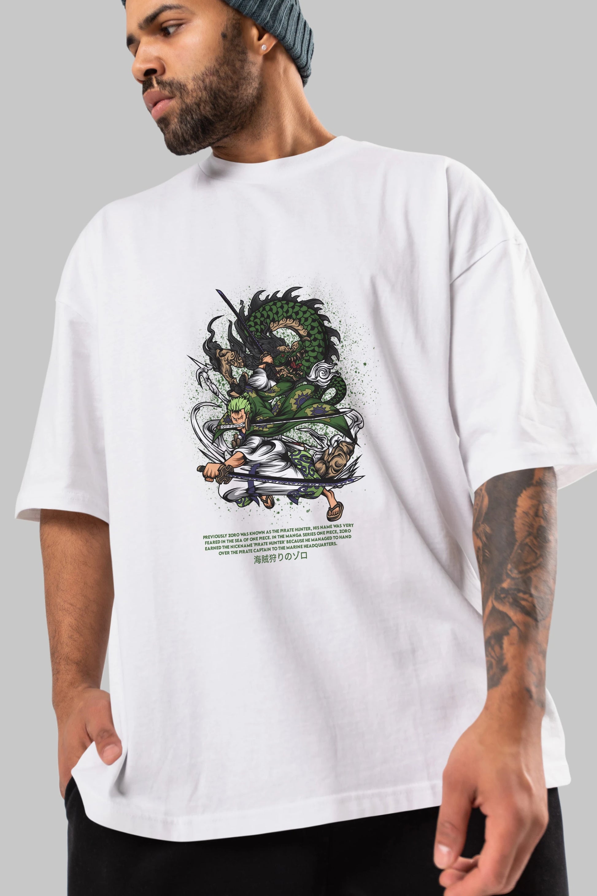 Zoro Anime Ön Baskılı Oversize t-shirt %100 pamuk Erkek Kadın Unisex