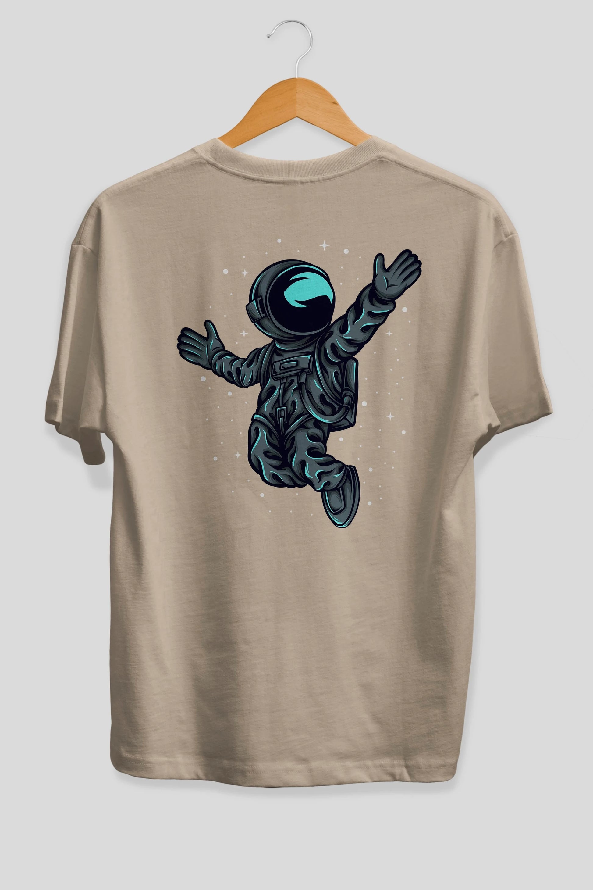 Happy Astronaut Arka Baskılı Oversize t-shirt Erkek Kadın Unisex