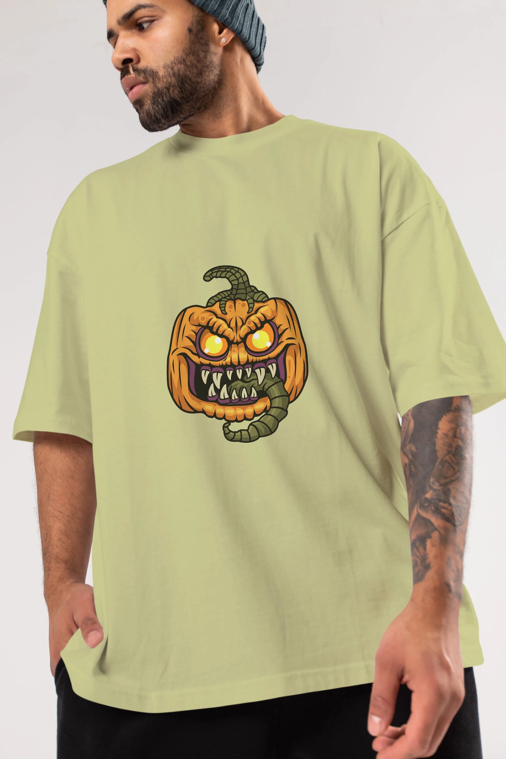 Halloween Ön Baskılı Oversize t-shirt Erkek Kadın Unisex %100 Pamuk tişort