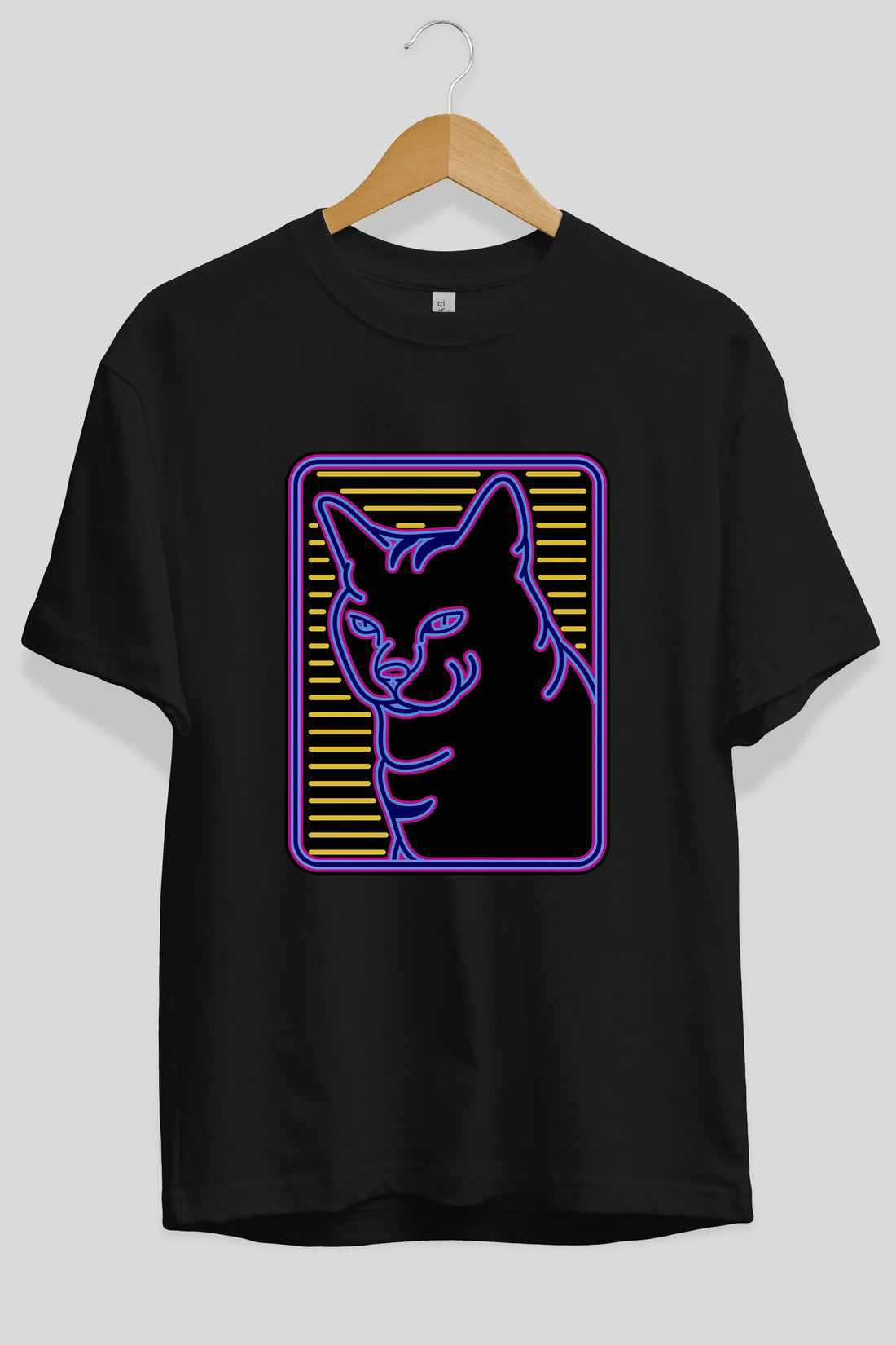 Neon Cat Ön Baskılı Oversize t-shirt Erkek Kadın Unisex