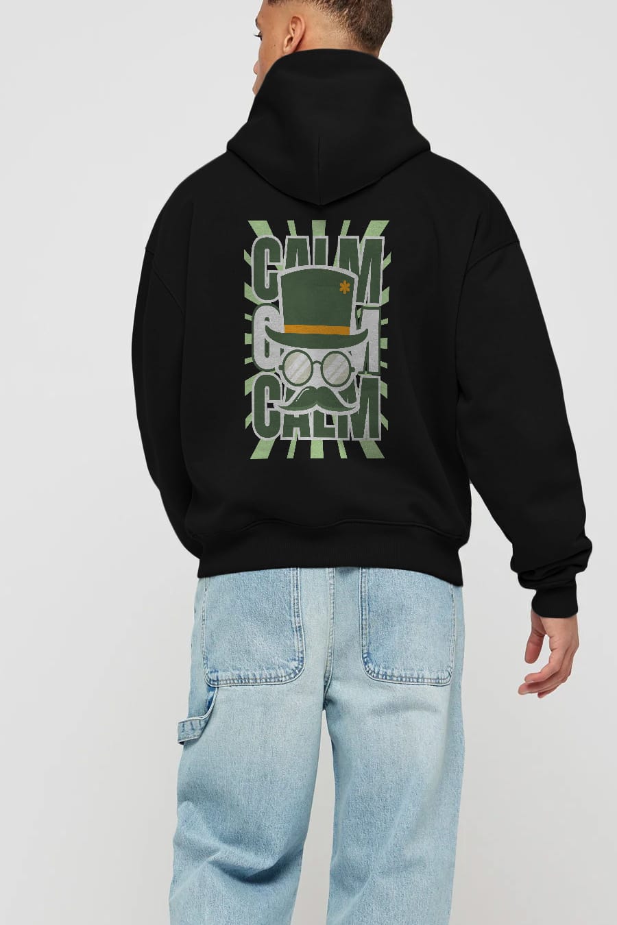 Calm Yazılı Arka Baskılı Oversize Hoodie Kapüşonlu Sweatshirt Erkek Kadın Unisex