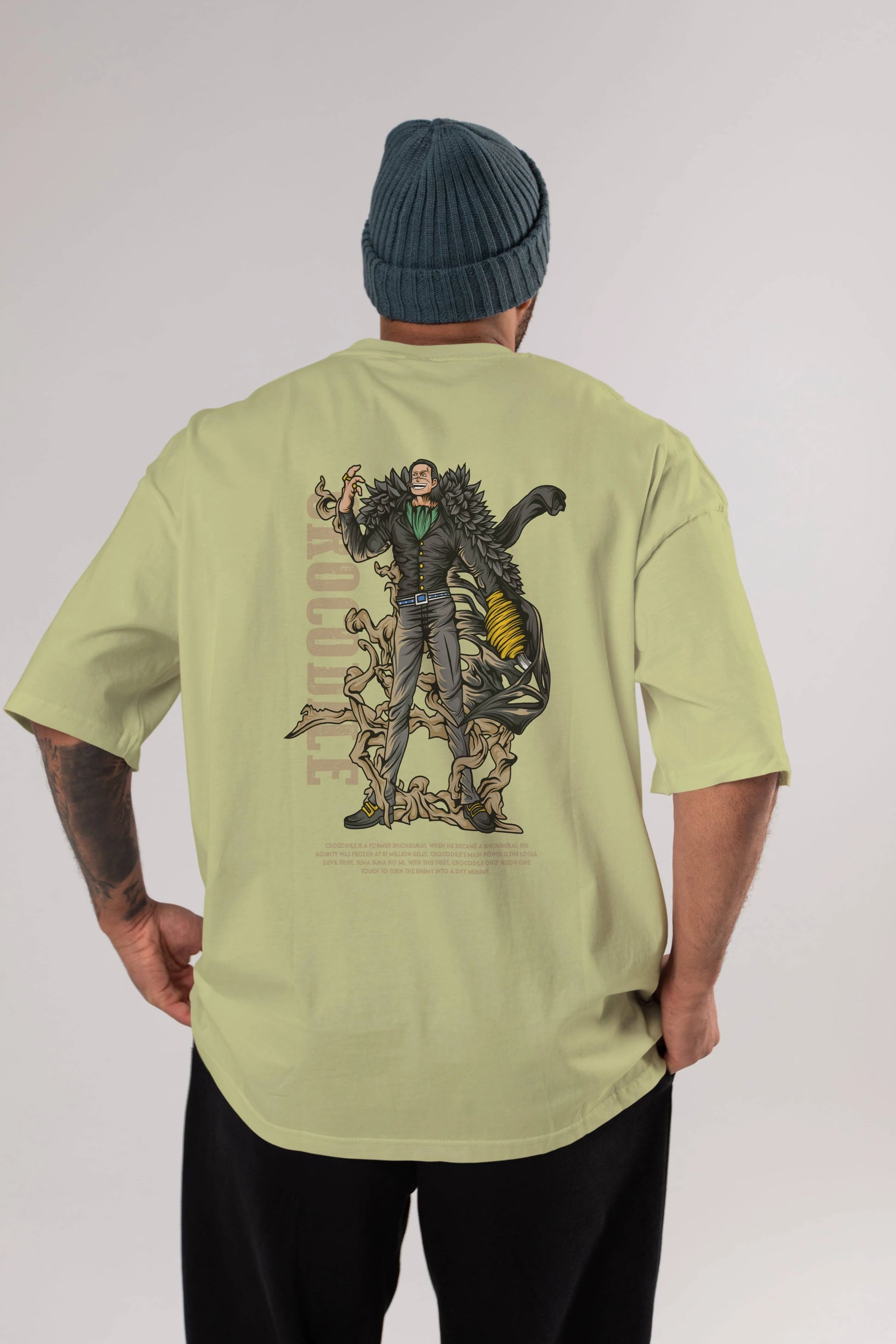 Crocodile Anime Arka Baskılı Oversize t-shirt Erkek Kadın Unisex