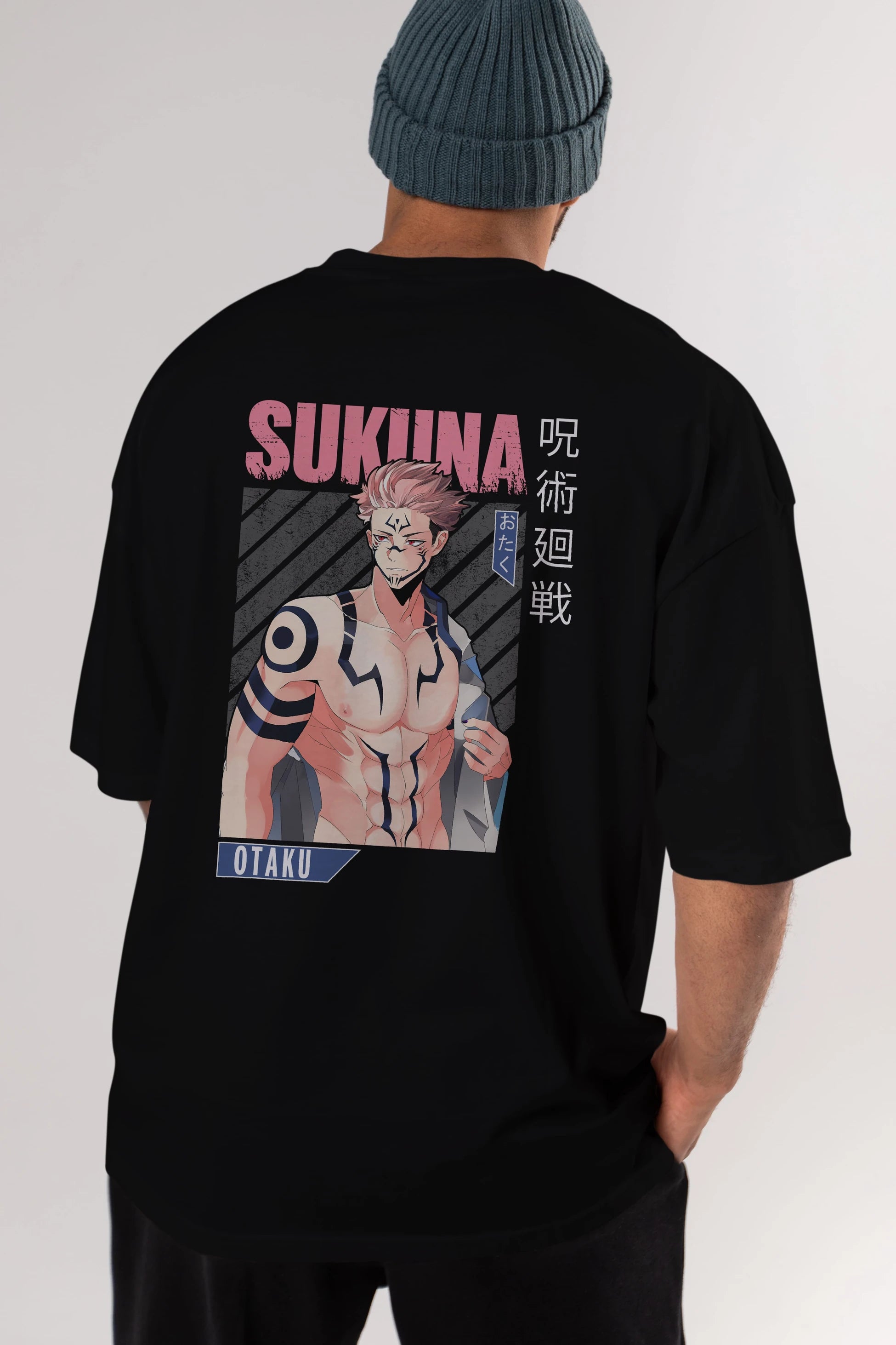 Sukuna Ryoumen 1 Anime Arka Baskılı Oversize t-shirt Erkek Kadın Unisex