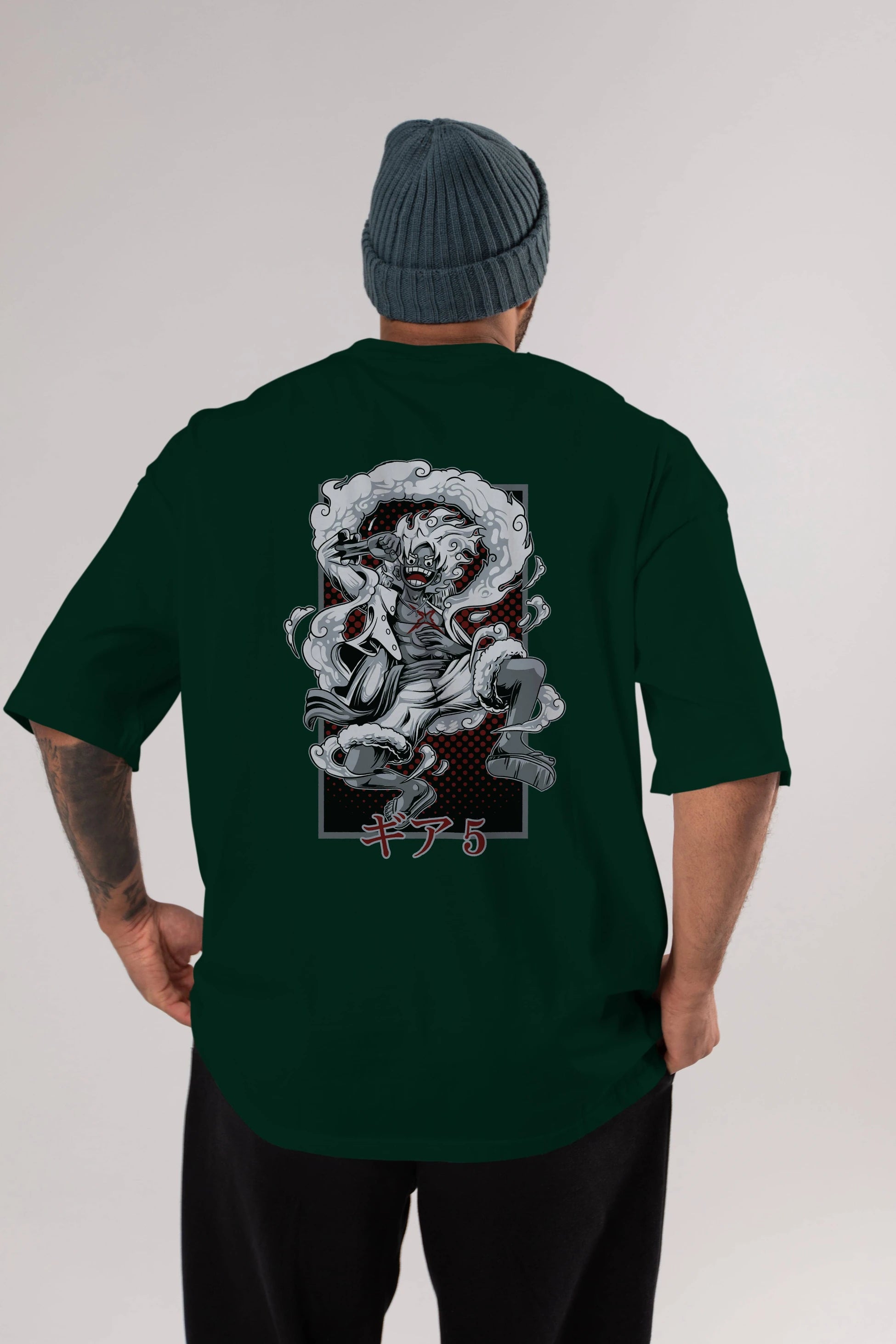 LUFFY GEAR 5 Anime Arka Baskılı Oversize t-shirt Erkek Kadın Unisex