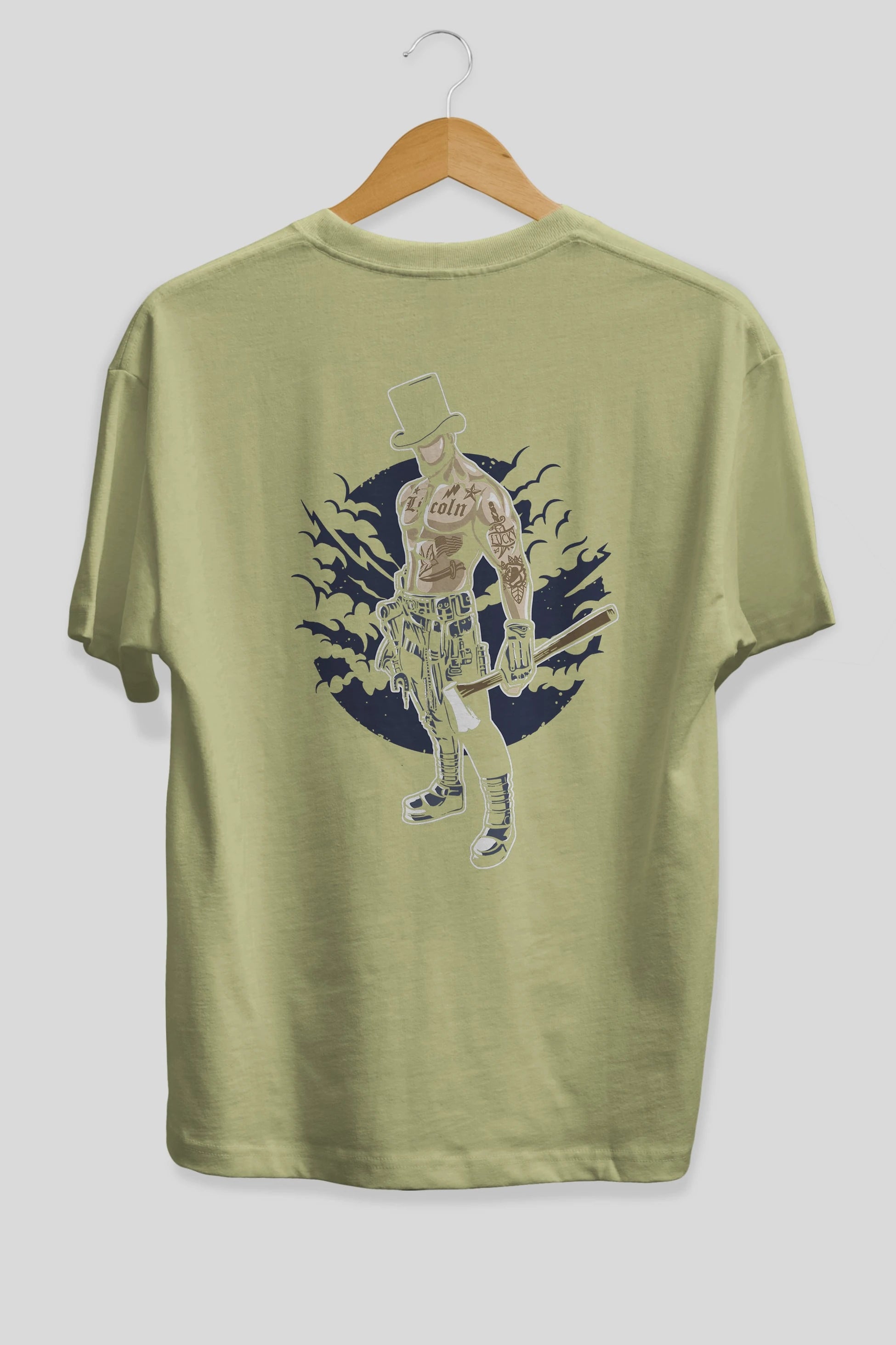 Lincoln Arka Baskılı Oversize t-shirt Erkek Kadın Unisex %100 Pamuk